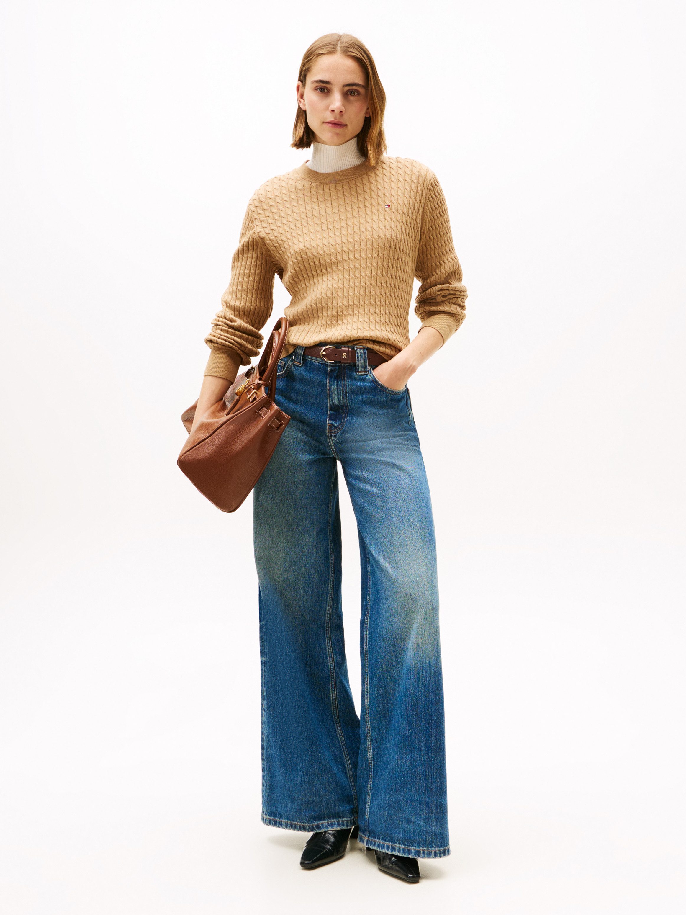 Tommy Hilfiger Trui met ronde hals CO CABLE C-NK LS SWEATER