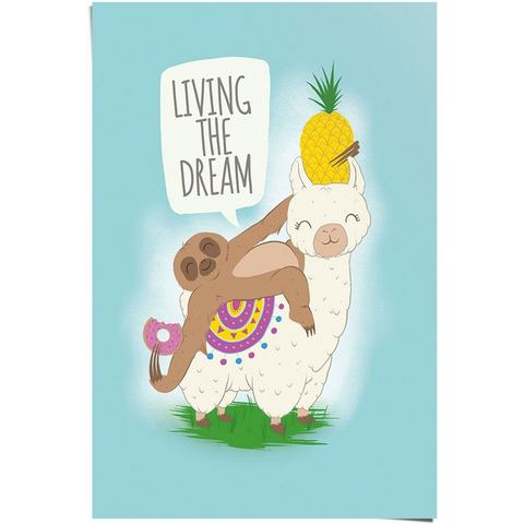 Reinders! Poster Living the dream Lama und Faultier (1 stuk)
