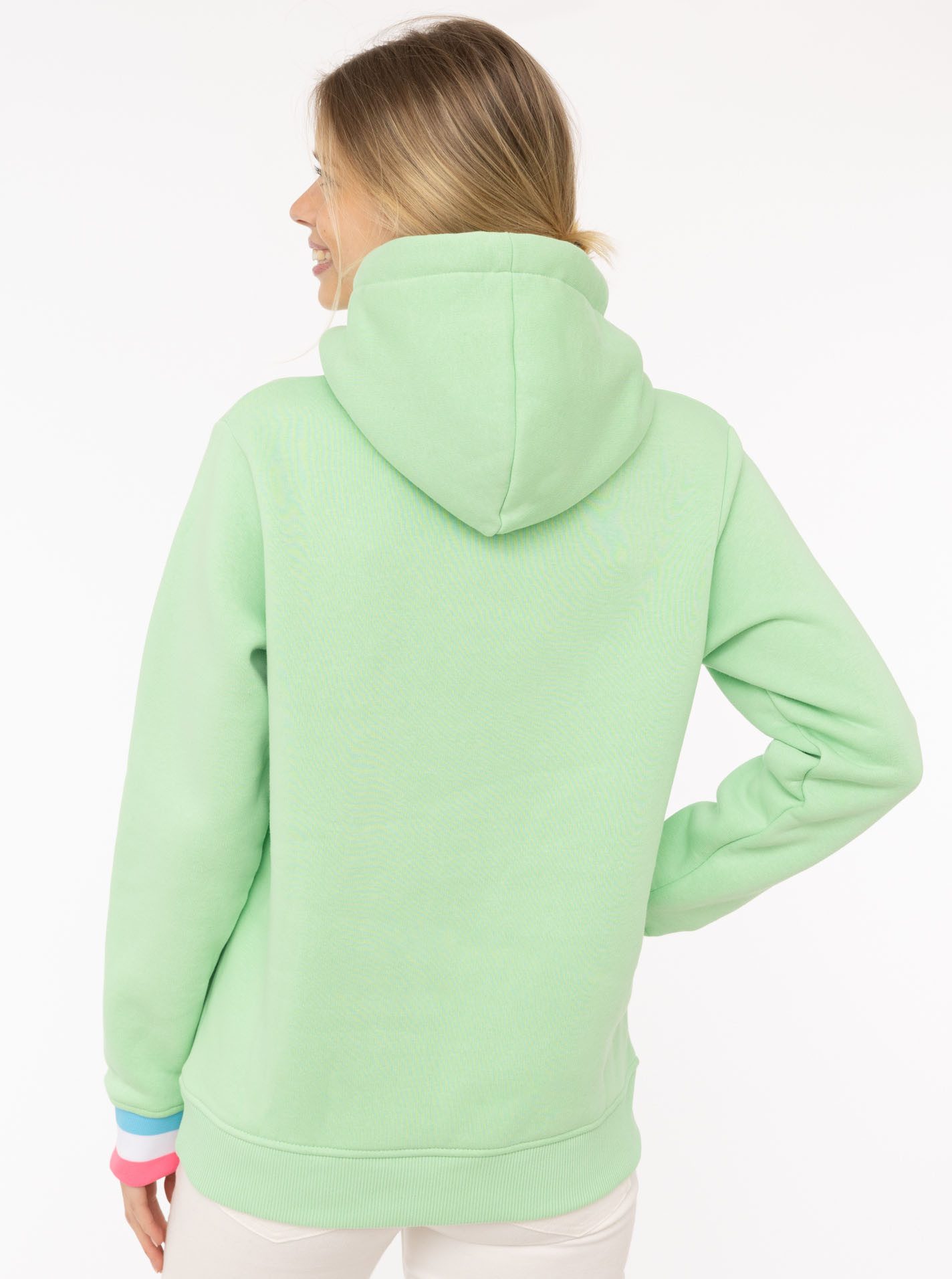 Zwillingsherz Hoodie "Rahel" met "moin" en anker borduurwerk, contrasterende mouwboorden