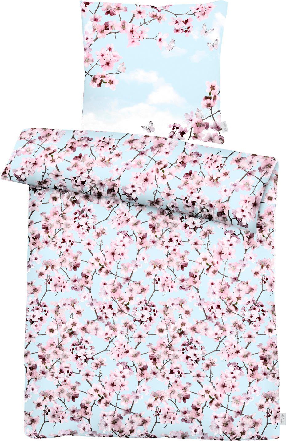 APELT Overtrekset Blossom ingenieus geschilderde kersenbloesemtakken, een modieus statement (2-delig) dekbedovertrekken maat 1x 135x200 cm roze
