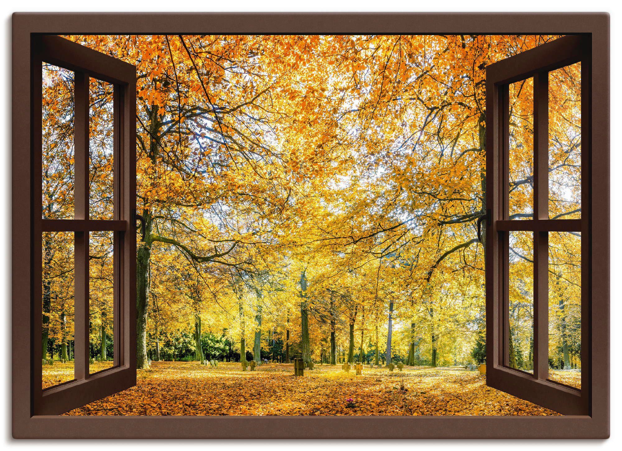 Artland Artprint Blik uit het venster - herfstbos panorama in vele afmetingen & productsoorten -artprint op linnen, poster, muursticker / wandfolie ook geschikt voor de badkamer (1
