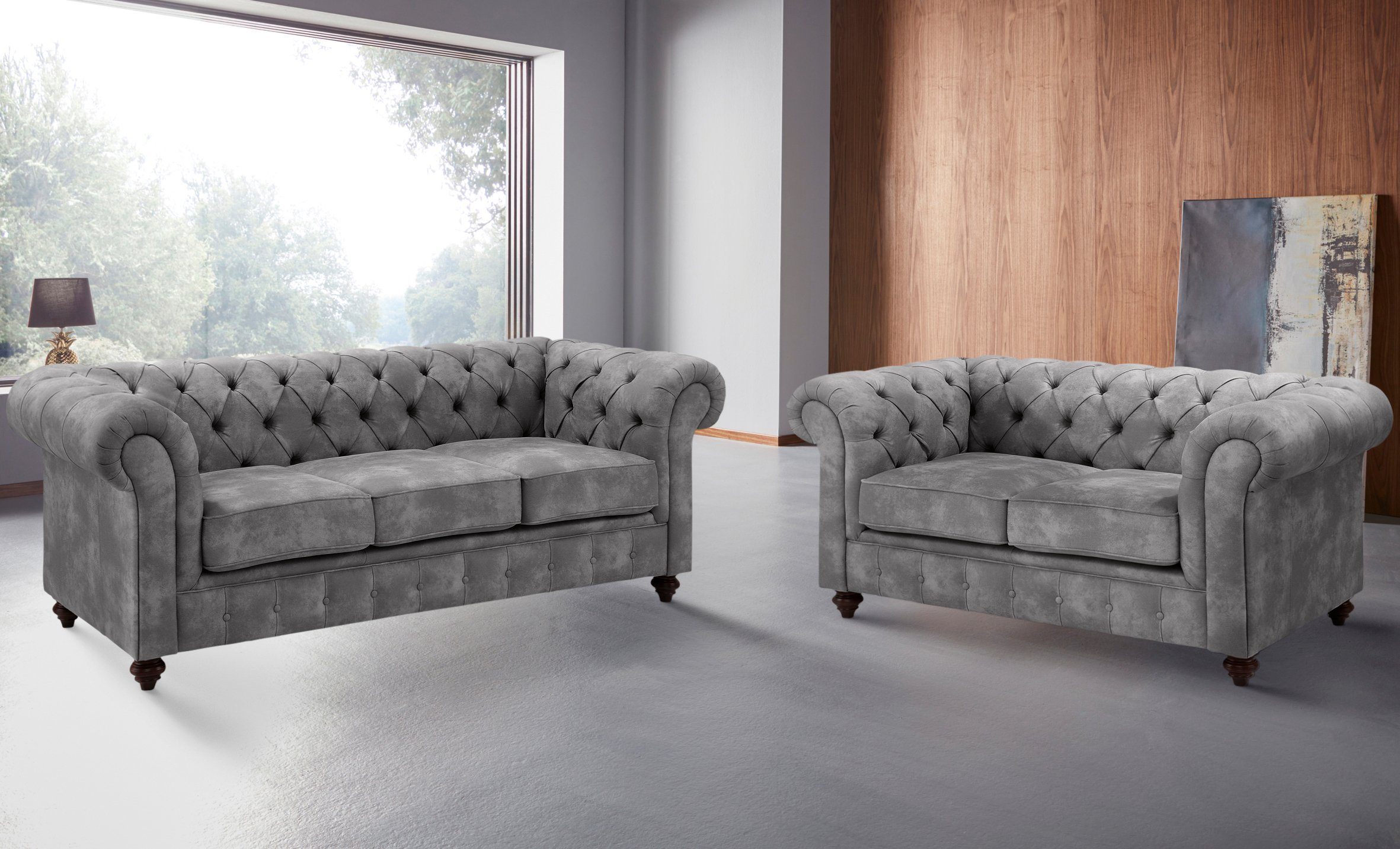 Home affaire Zithoek CHESTERFIELD hoogwaardige knoopdetails, bestaande uit 2- en 3-zitsbank (2-delig)