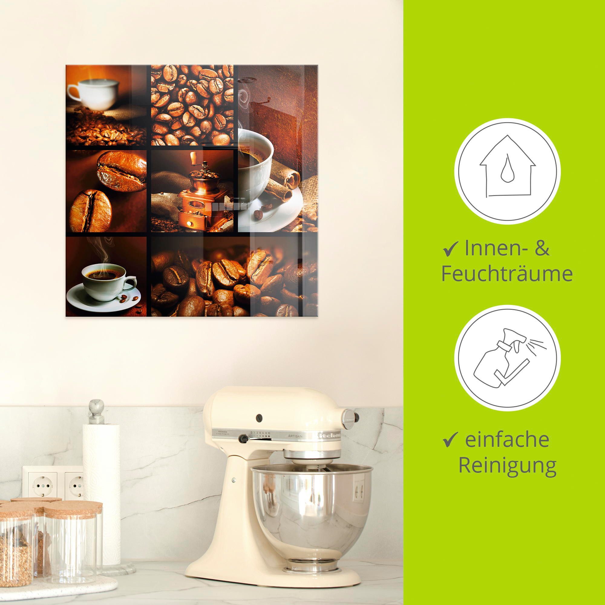 Artland Print op glas Koffie collage in verschillende maten