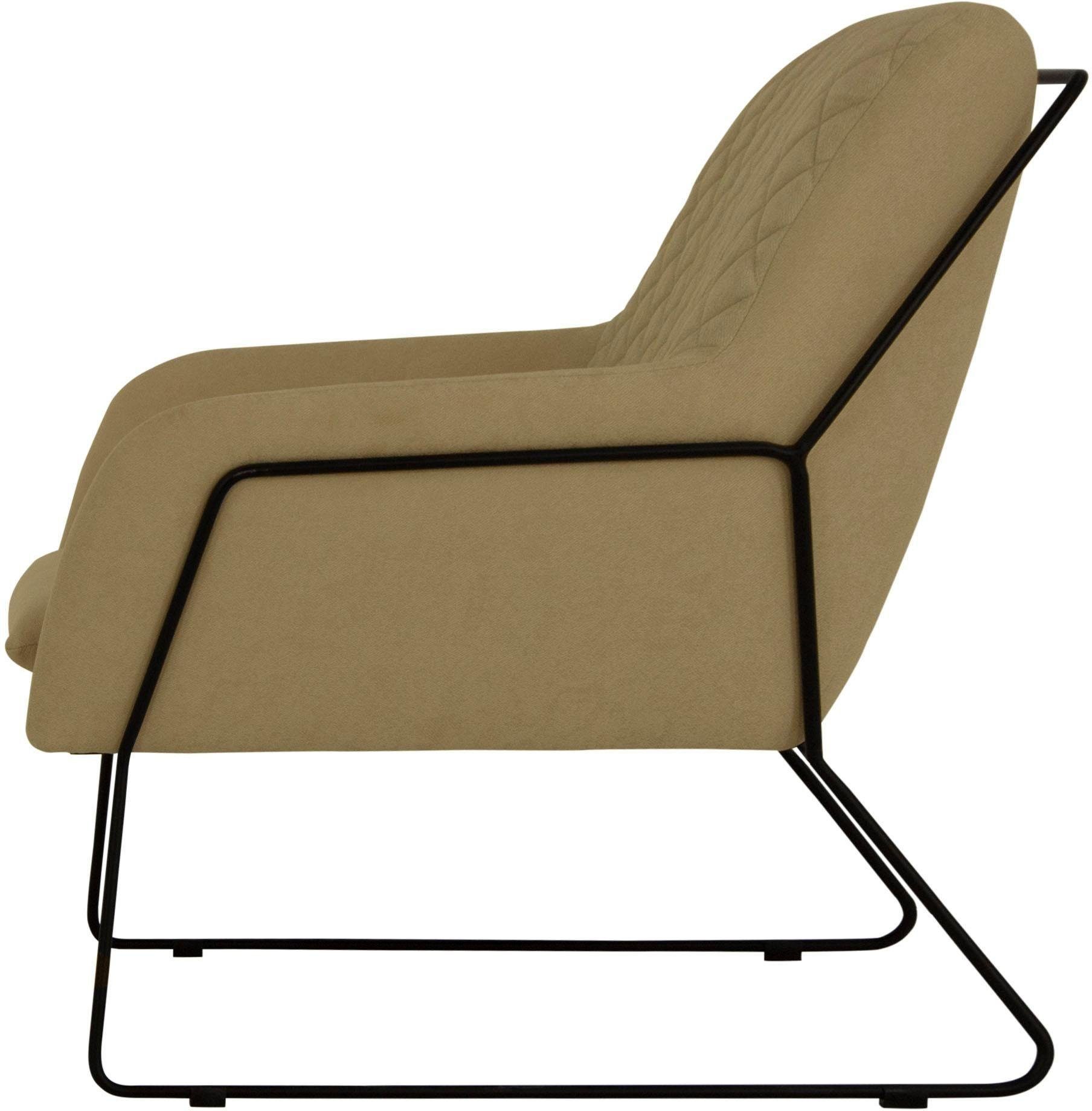 Leonique Fauteuil Olo cocktailsessel met ruit-stempeldruk in de rugleuning en beugelonderstel van metaal