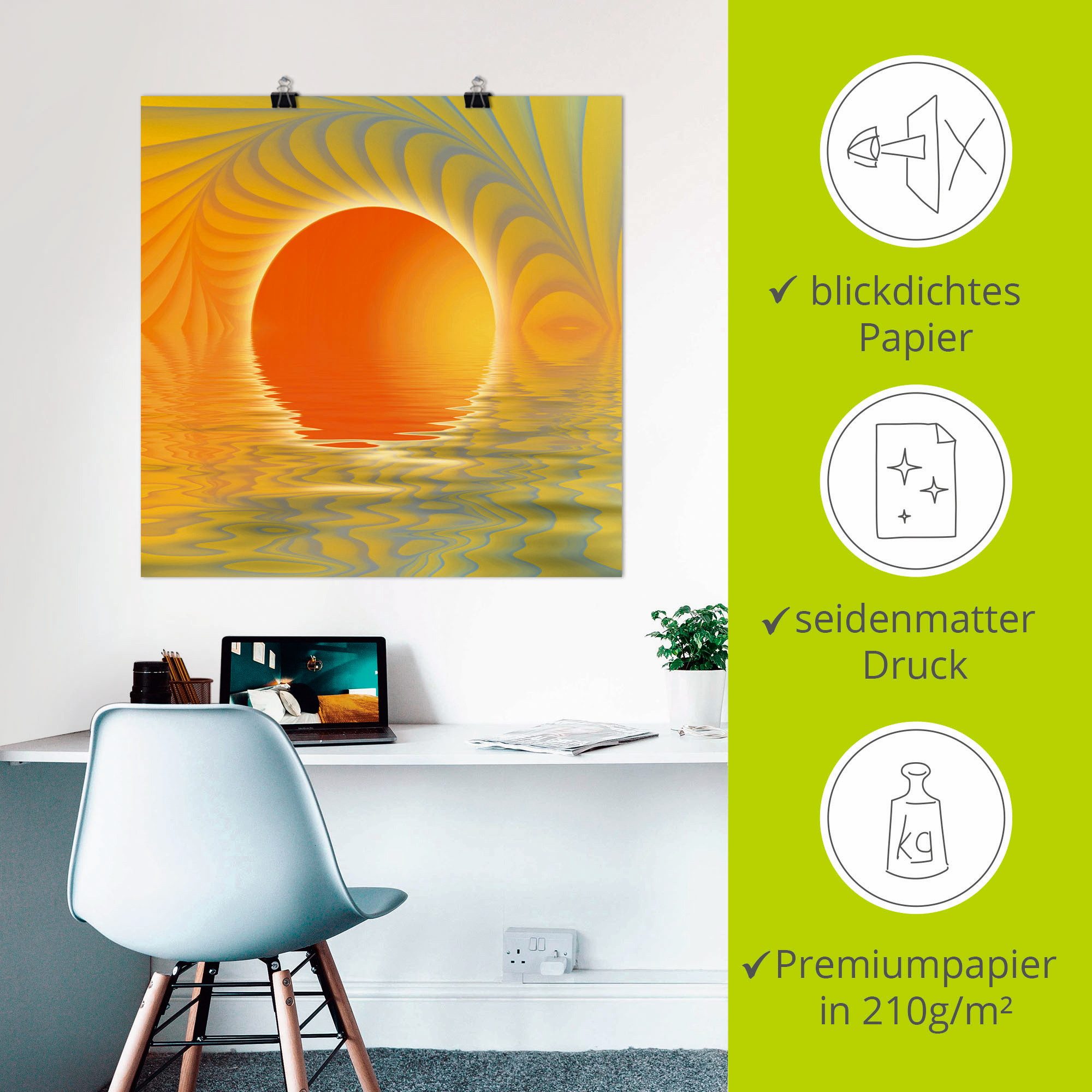 Artland Artprint Abstracte zonsondergang als artprint op linnen, poster in verschillende formaten maten