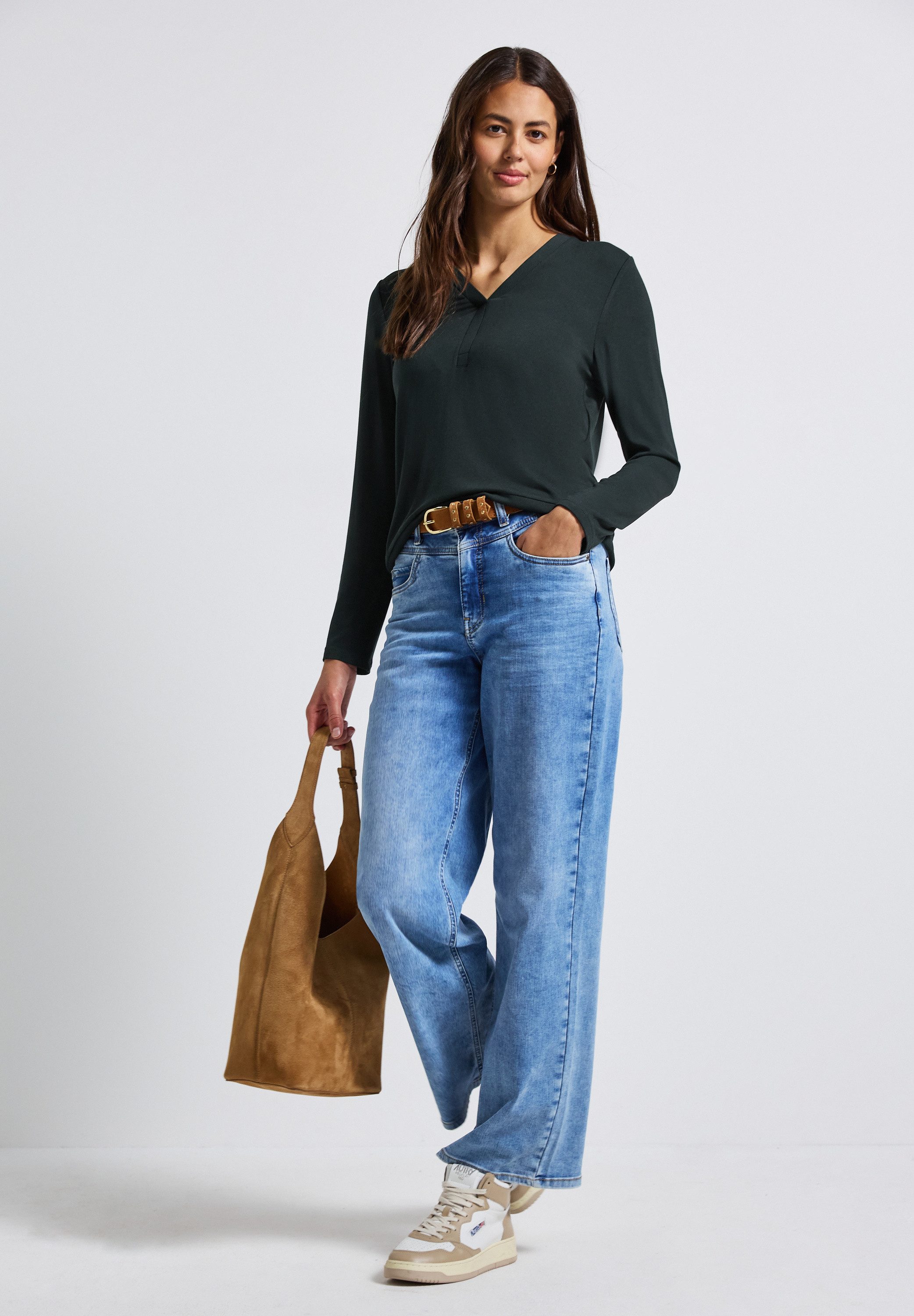 STREET ONE Shirt met lange mouwen met v-hals