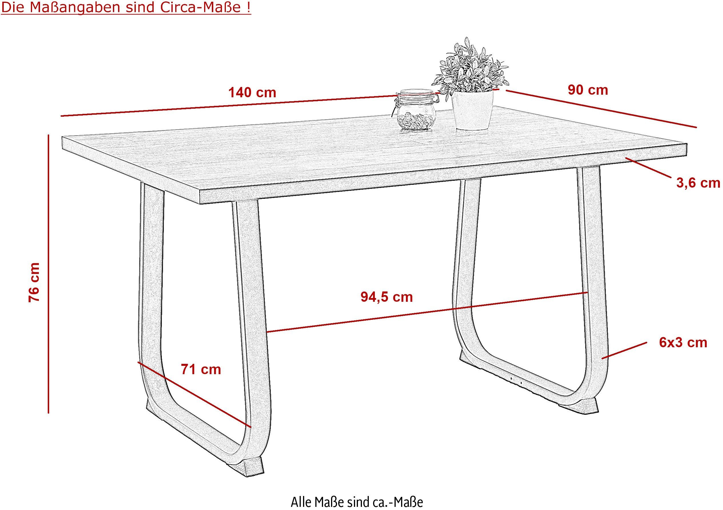 HELA Eettafel Luise T Breedte 140 cm