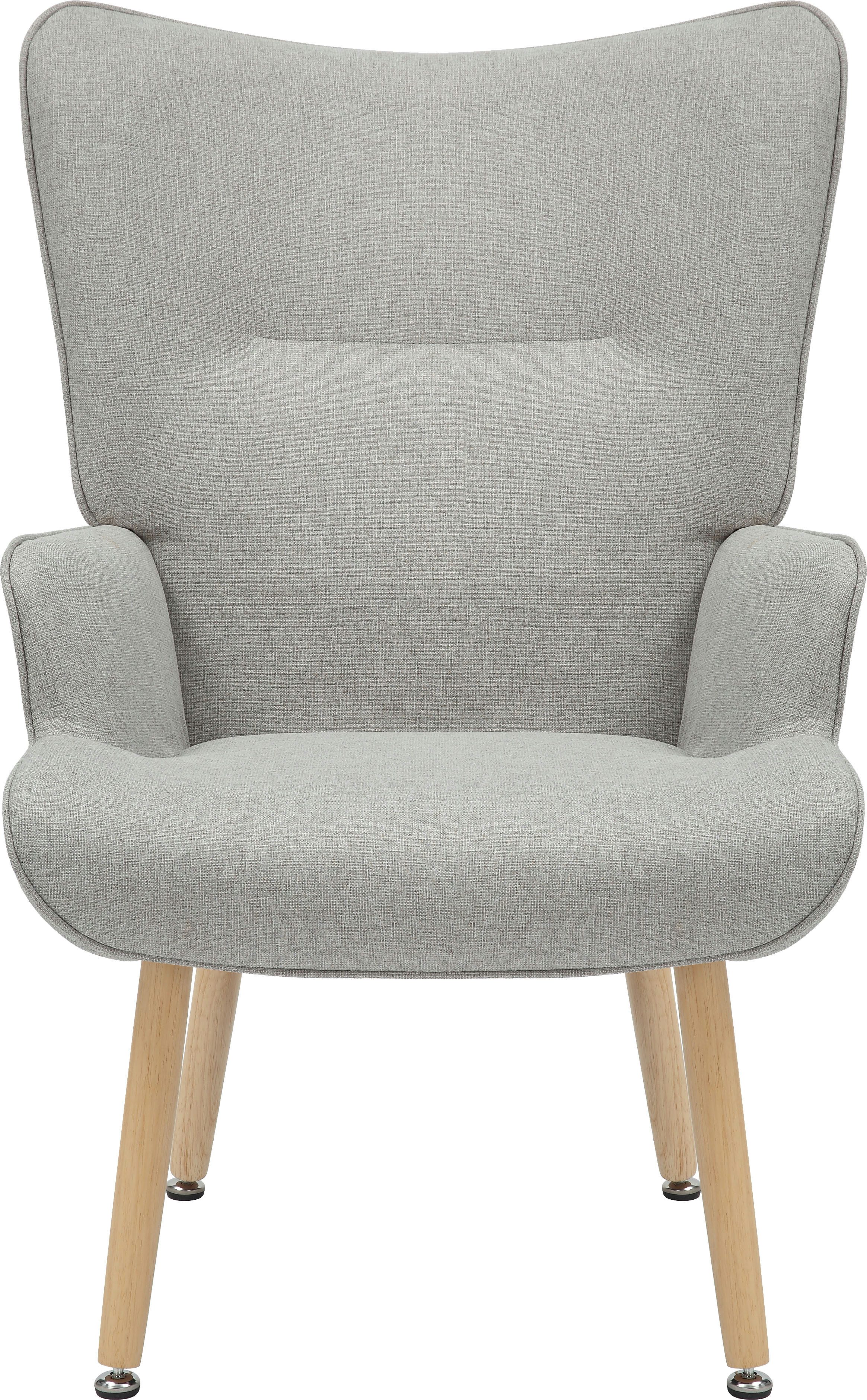 INOSIGN Relaxfauteuil KEADY, hoge rugstoel, TV-stoel Relaxstoel, oorkussenstoel met stabiele massief houten frame