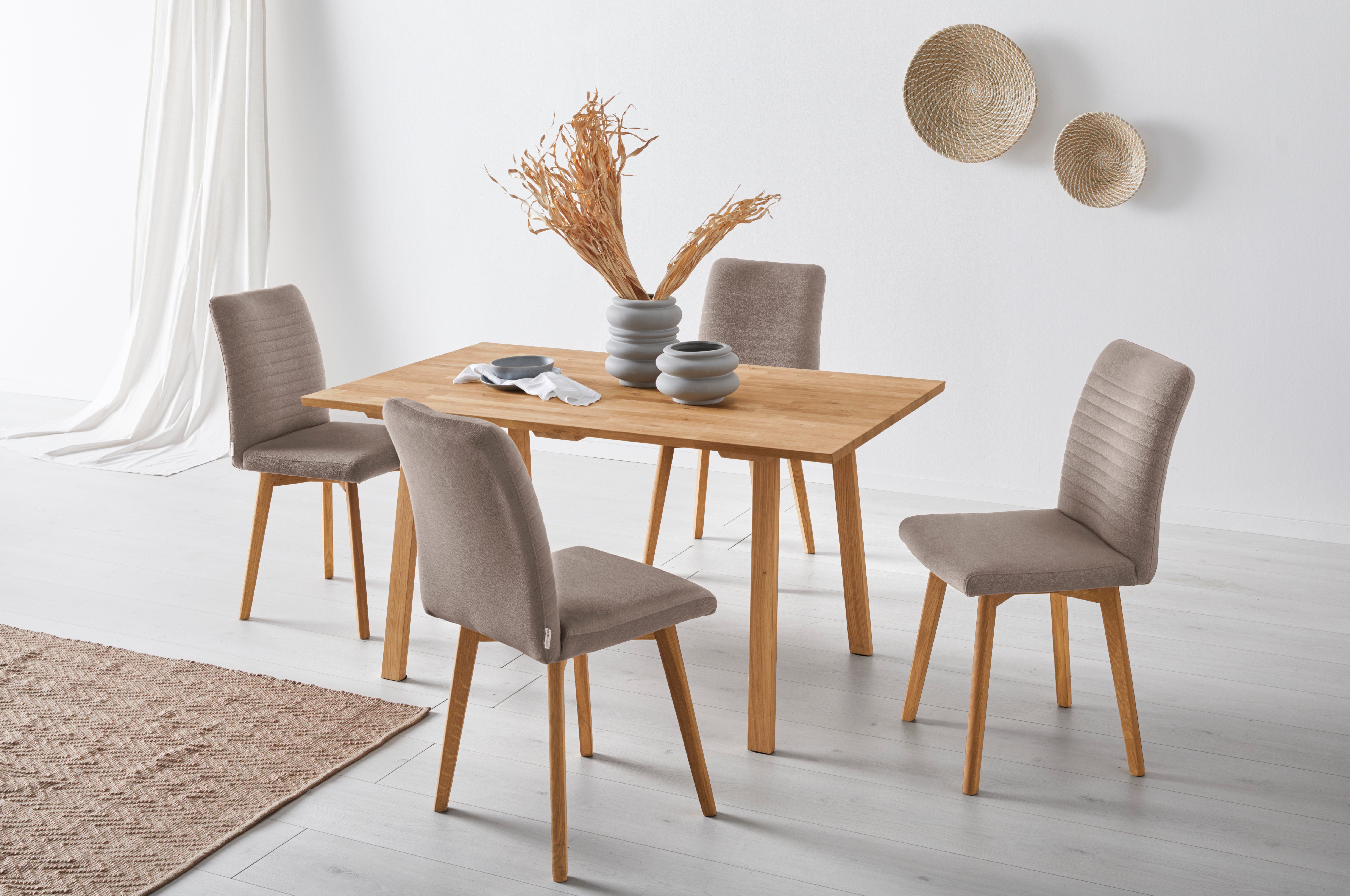 OTTO products Eetkamerstoel Alessja Bekleding van microvezel, frame van eiken massief hout (set, 2 stuks)