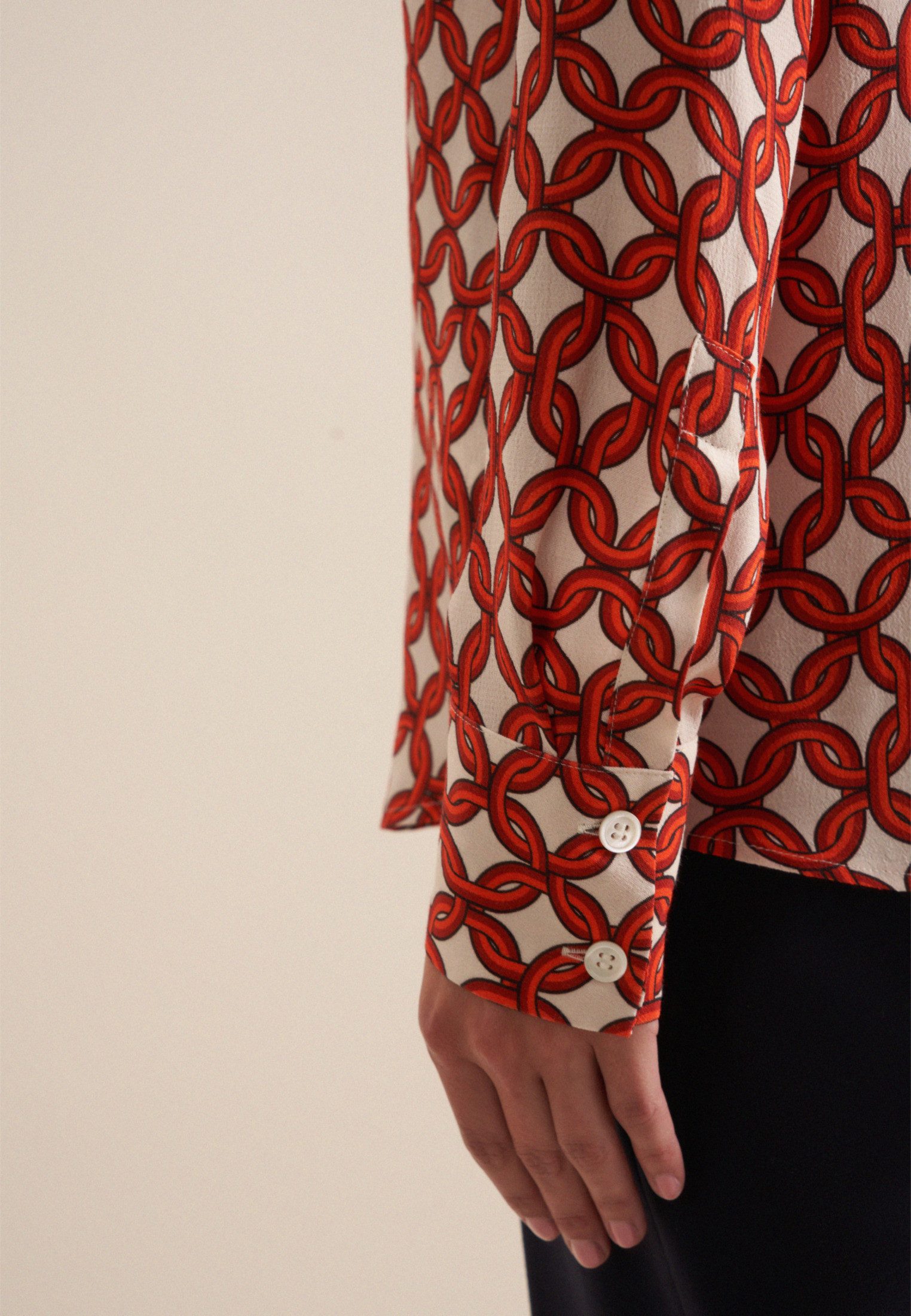 seidensticker Overhemdblouse Zwarte roos Lange mouwen kraag print