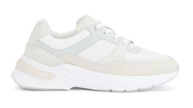 Calvin Klein Sneakers met sleehak ELEVATED RUNNER - MONO MIX met contrastafwerking op de hiel, vrijetijdsschoen, halfhoge schoen, veterschoen