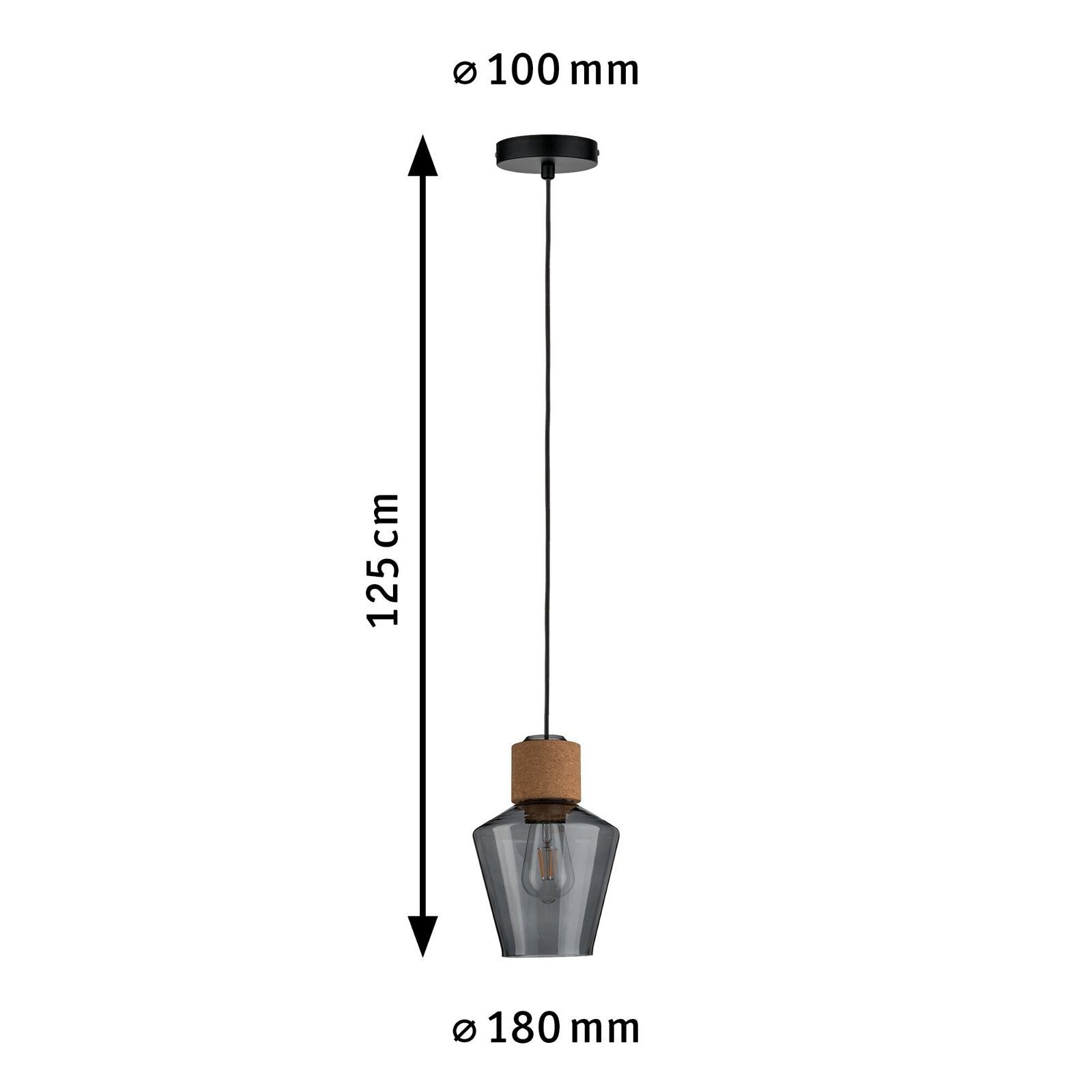 Paulmann Hanglamp Neordic Edla max. 1x20W Rookglas/Kurk/Zwart 230V (1 stuk)