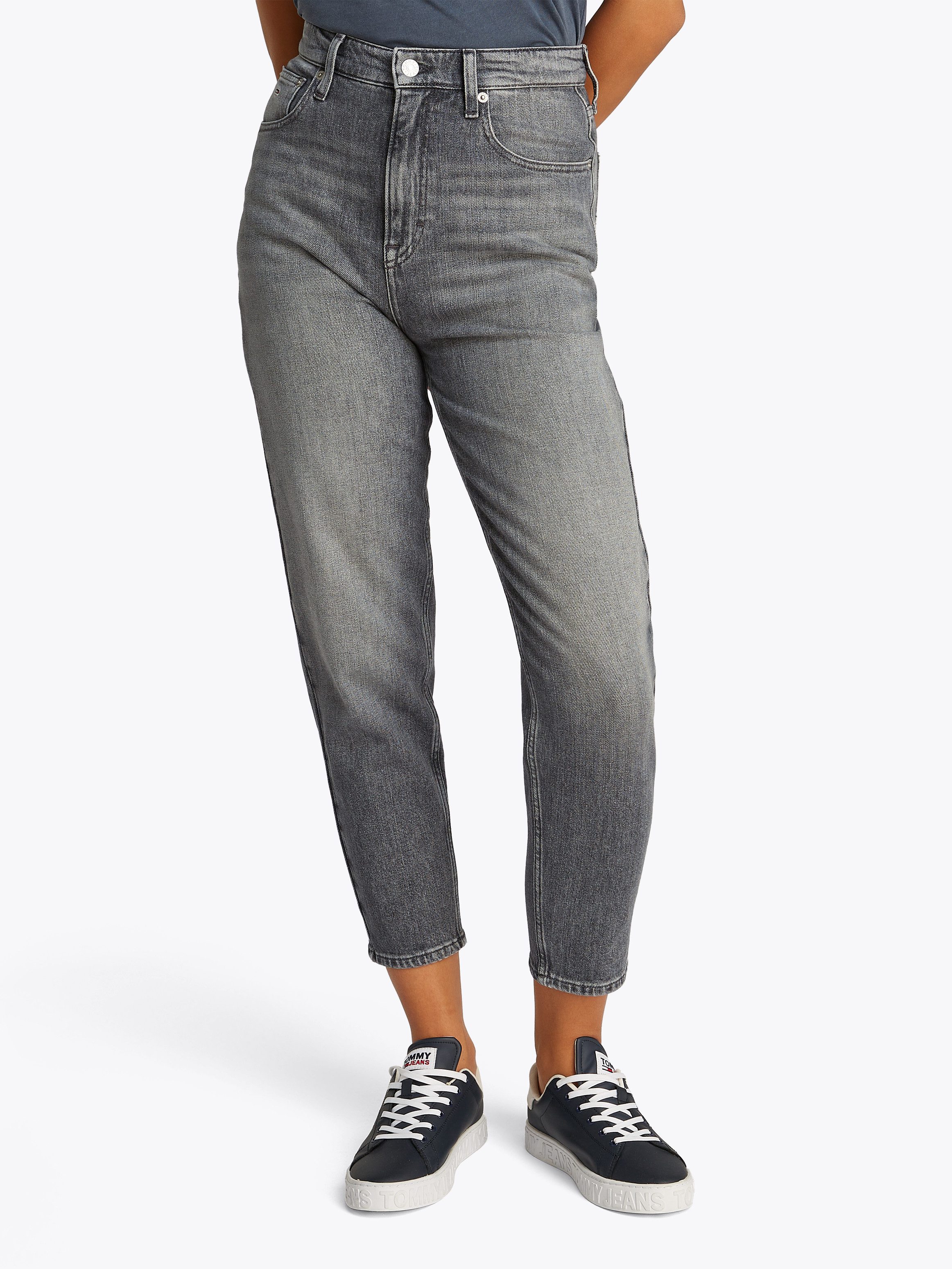 TOMMY JEANS Mom jeans High waist - Mom-Jeans Tapered met logo-borduurwerk, in enkelvrije lengte