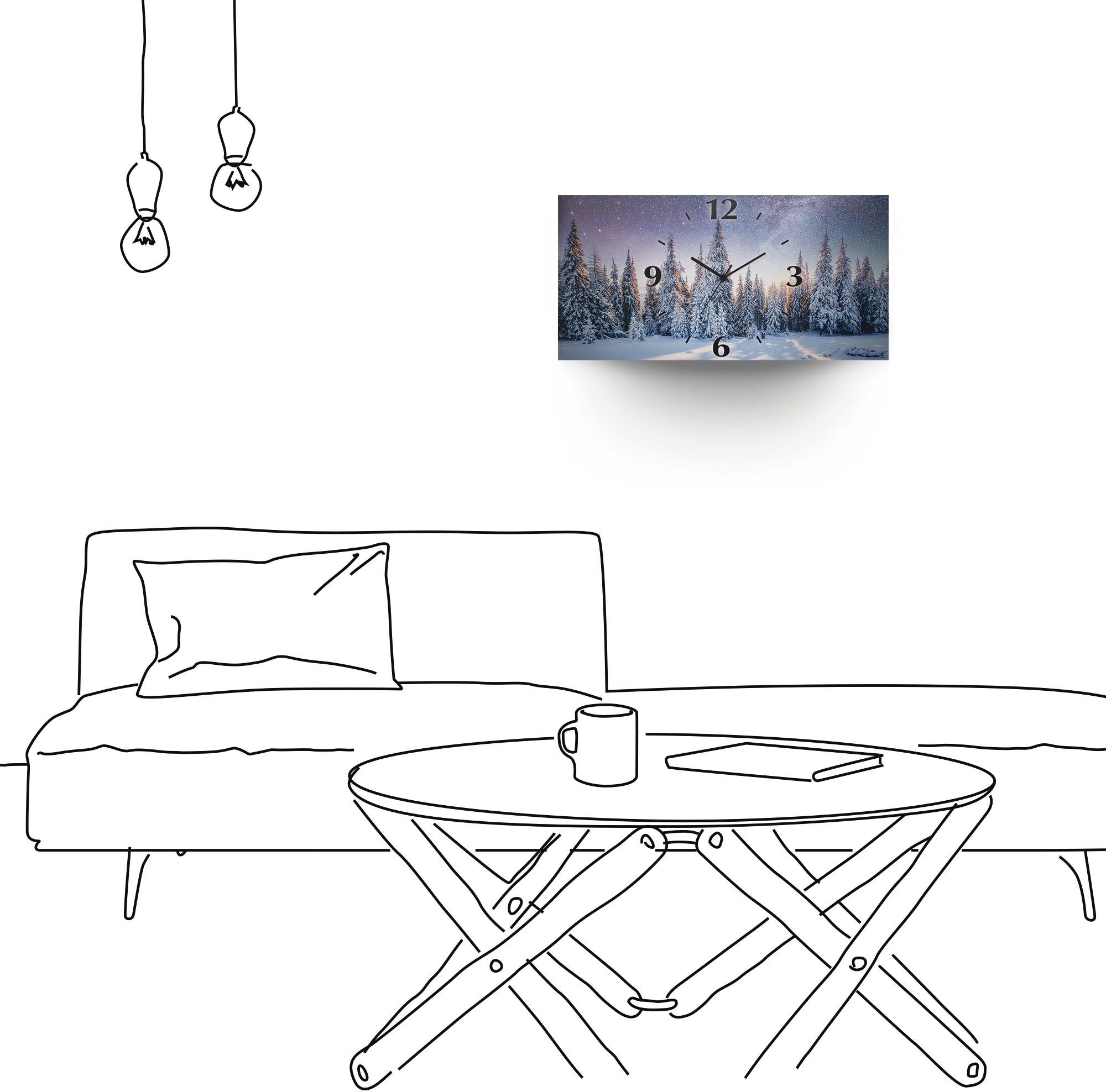 Artland Wandklok Dennenbos in de sneeuw 3d-look geschulpt, met kwarts- of radiografisch uurwerk, verschillende maten