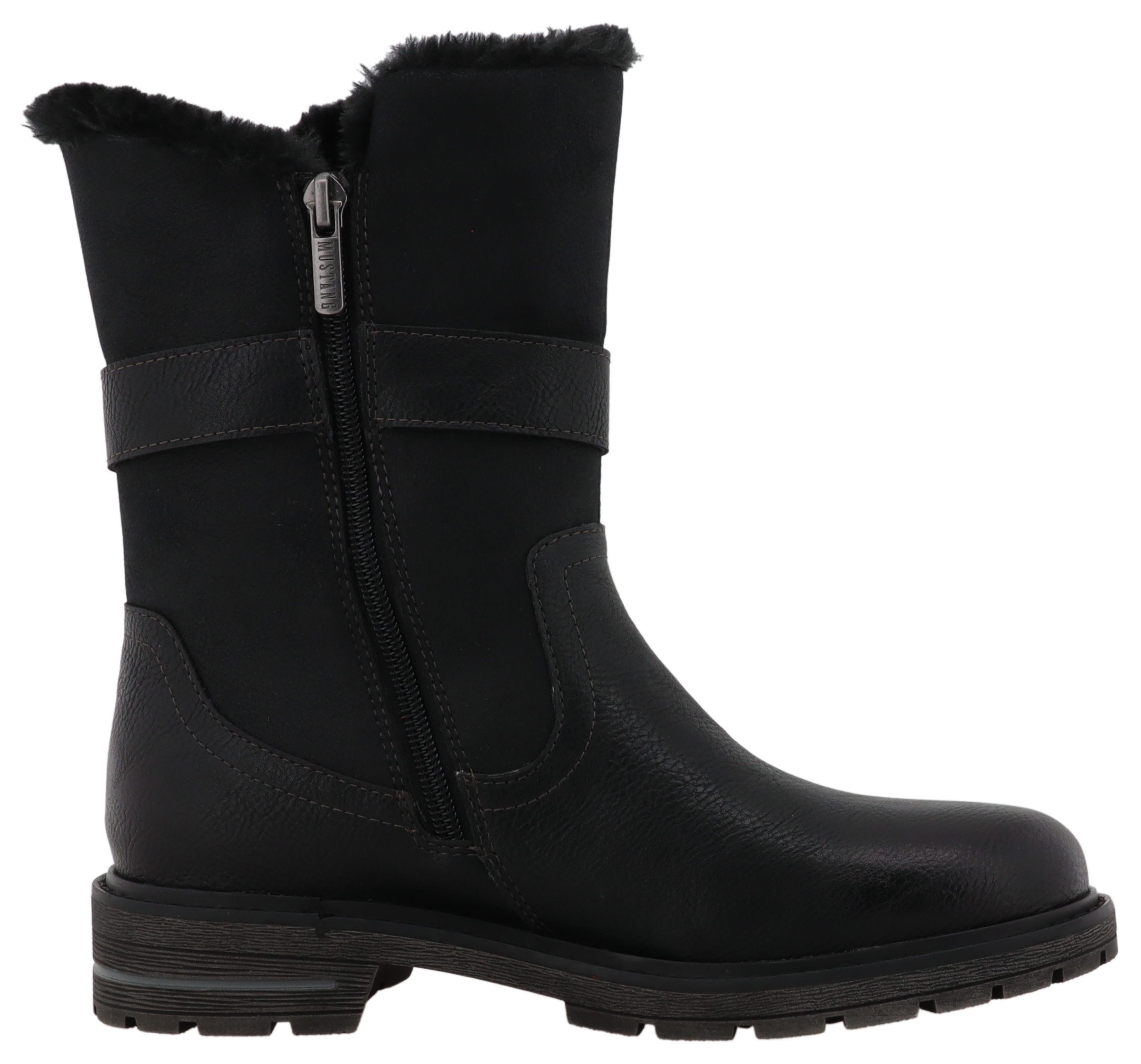 Mustang Shoes Winterlaarzen Bienke Biker boots met blokhak en sierriem