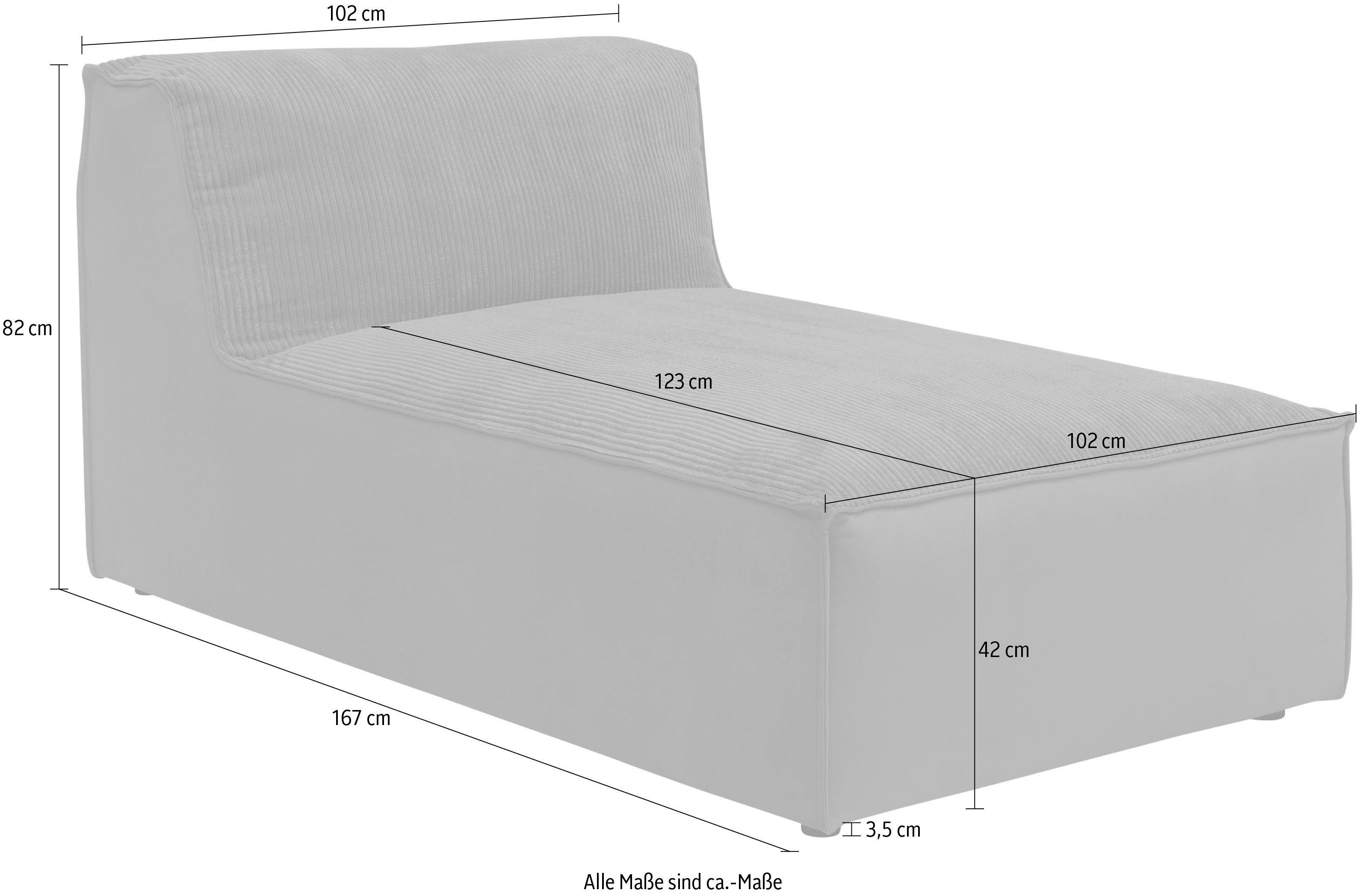 RAUM.ID Chaise-longue Modulid kan als module of afzonderlijk worden gebruikt, ribfluwelen bekleding (1 stuk)