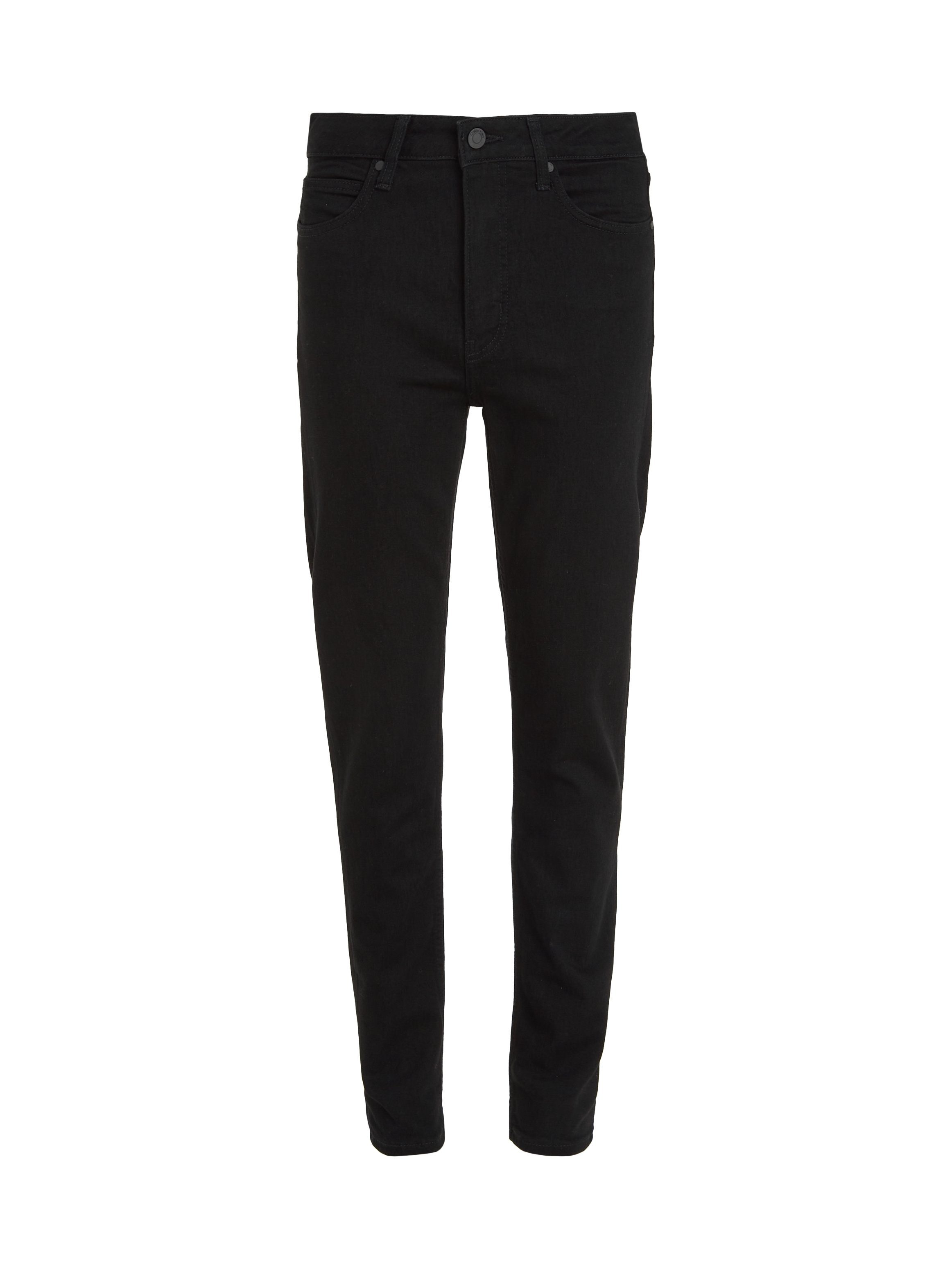 Calvin Klein Slim fit jeans MR SLIM - SOFT BLACK met leren merklabel aan de achterkant van de tailleband