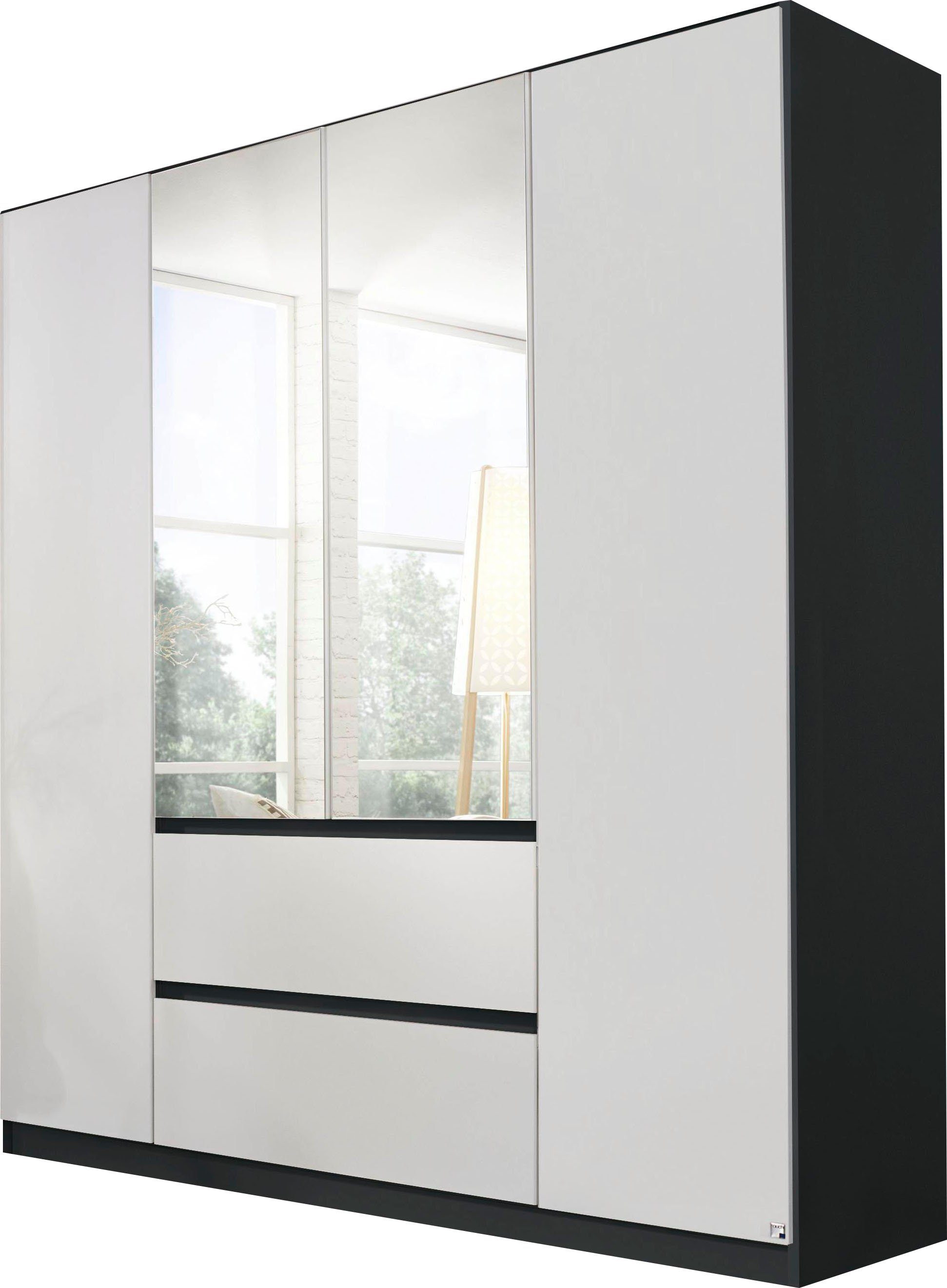 rauch Draaideurkast Kledingkast met spiegel garderobe MAINZ greeploos front met spiegel, buitendeuren met push-to-openfunctie