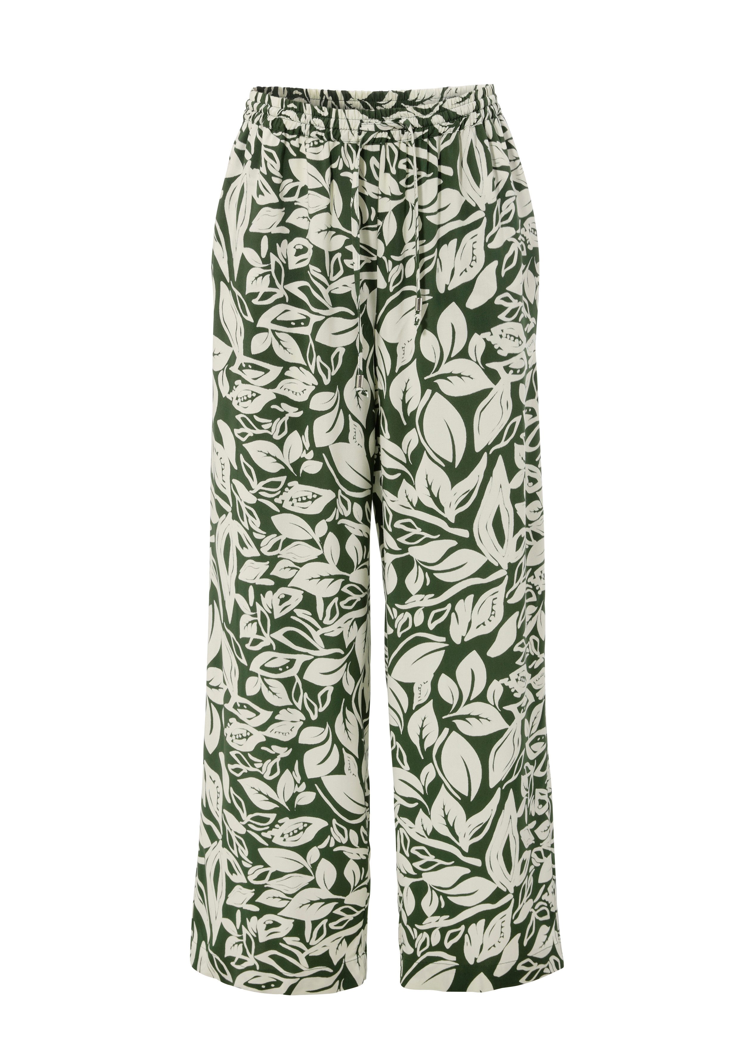 Aniston CASUAL Comfortbroek met fantasierijke bladeren bedrukt