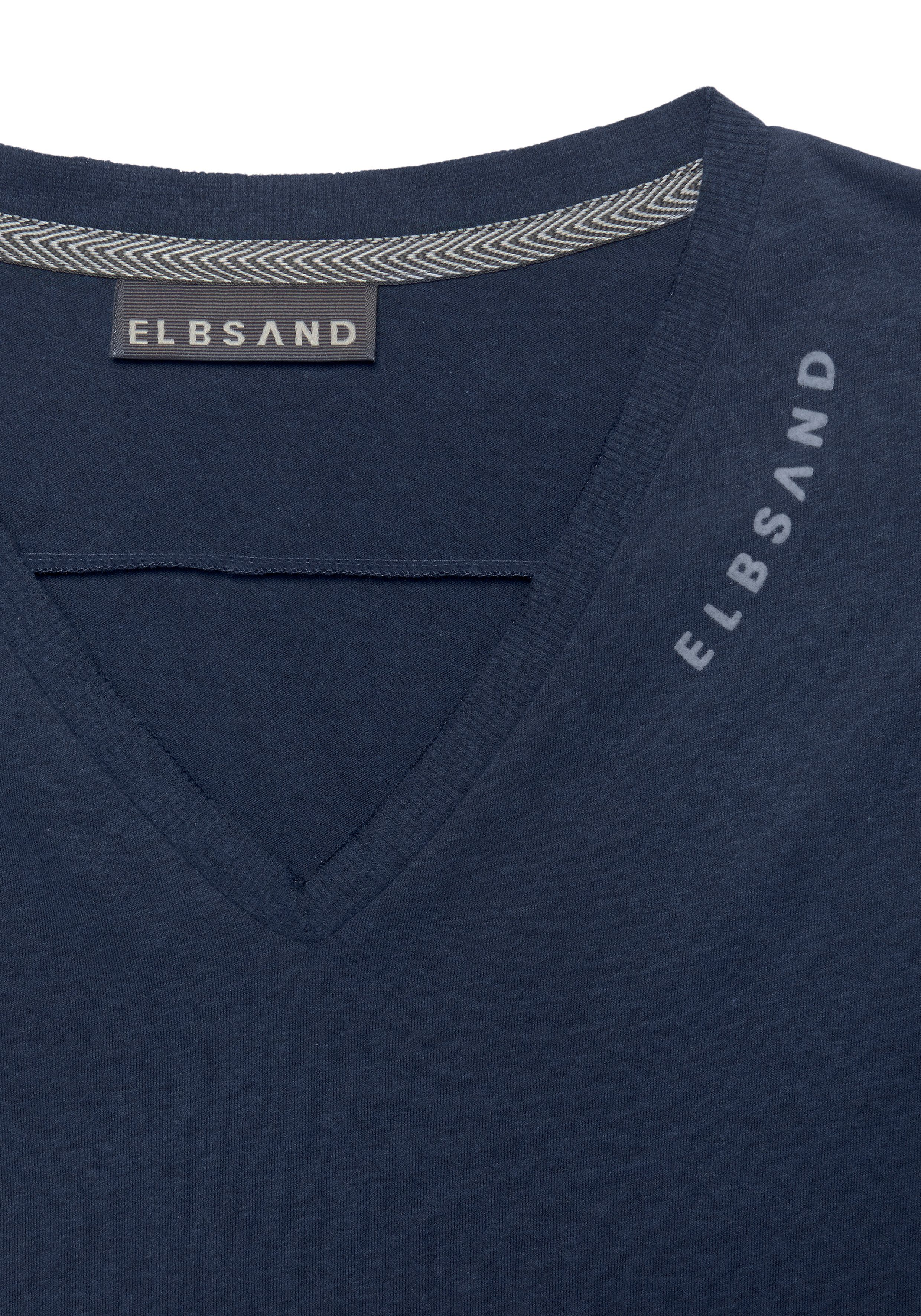 Elbsand T-shirt Talvi met flockprint en v-hals, shirt met korte mouwen van katoenmix