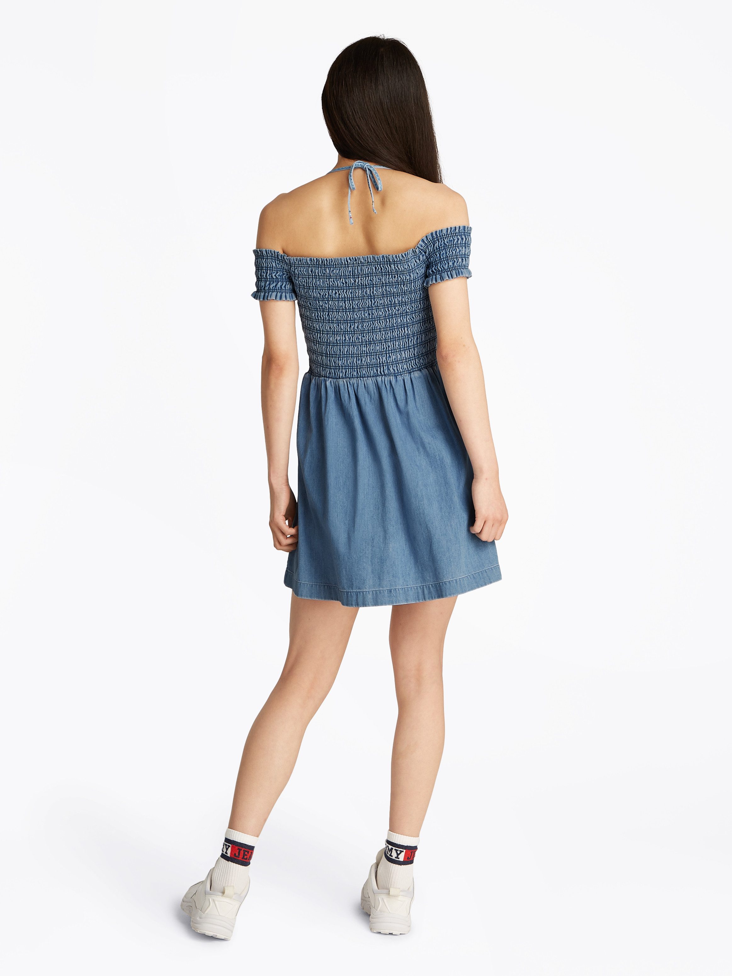 TOMMY JEANS Midi-jurk TJW CHAMBRAY FIT & FLARE DRESS