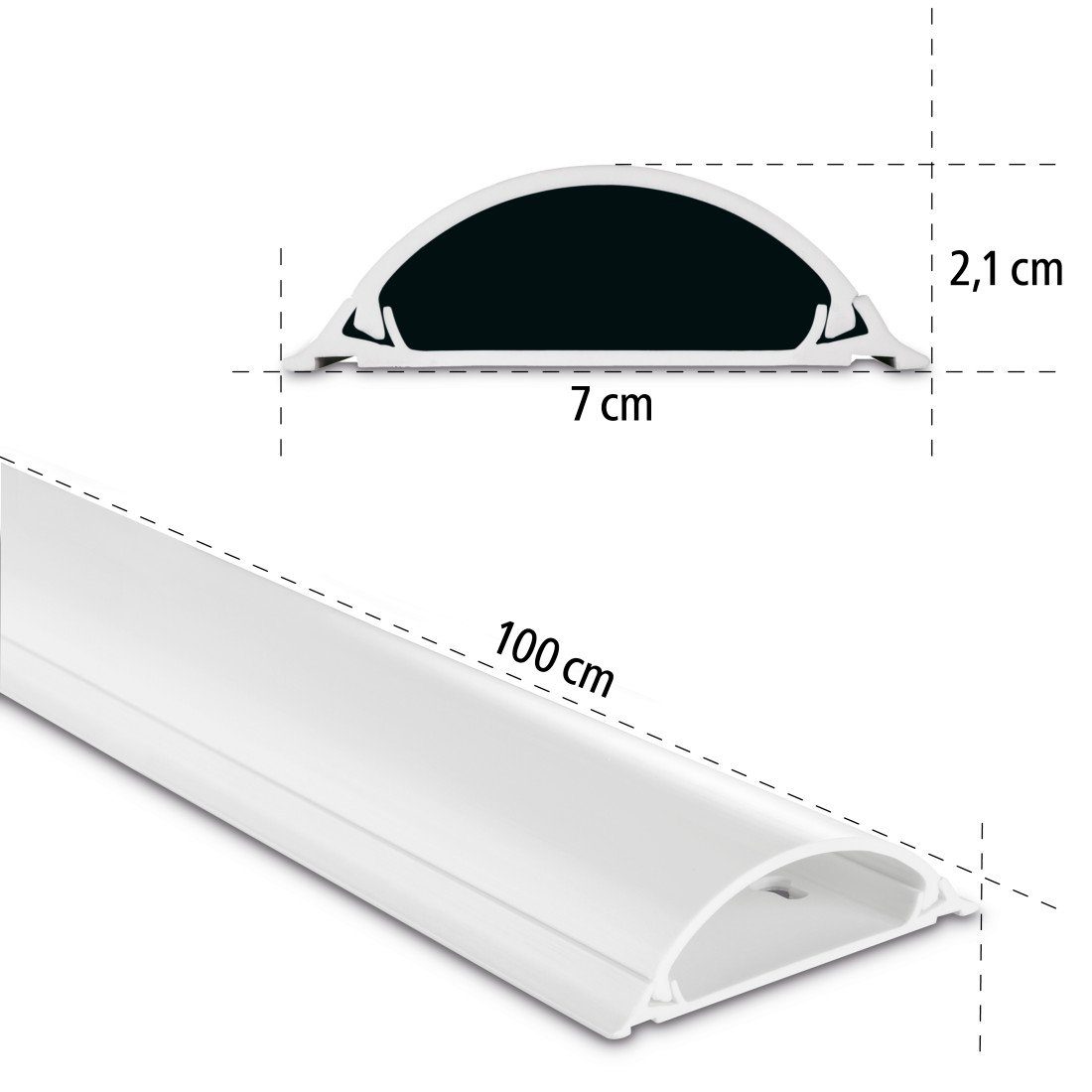 Hama Kabelgoot zelfklevend, halfrond, 100 x 7 x 2,1 cm, PVC