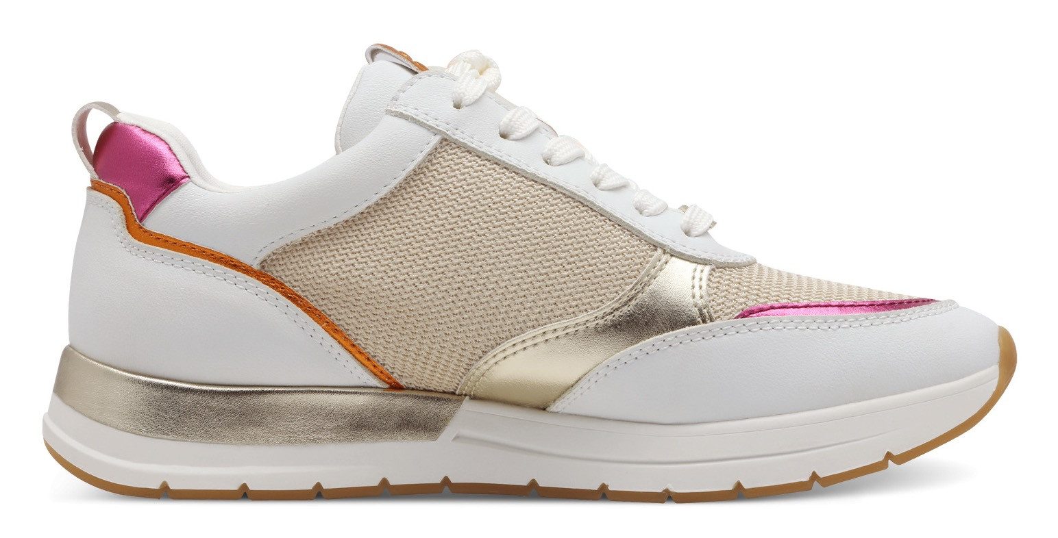 Tamaris Sneakers met sleehak Almina , vrijetijdsschoen, lage schoen, veterschoen in smalle vorm