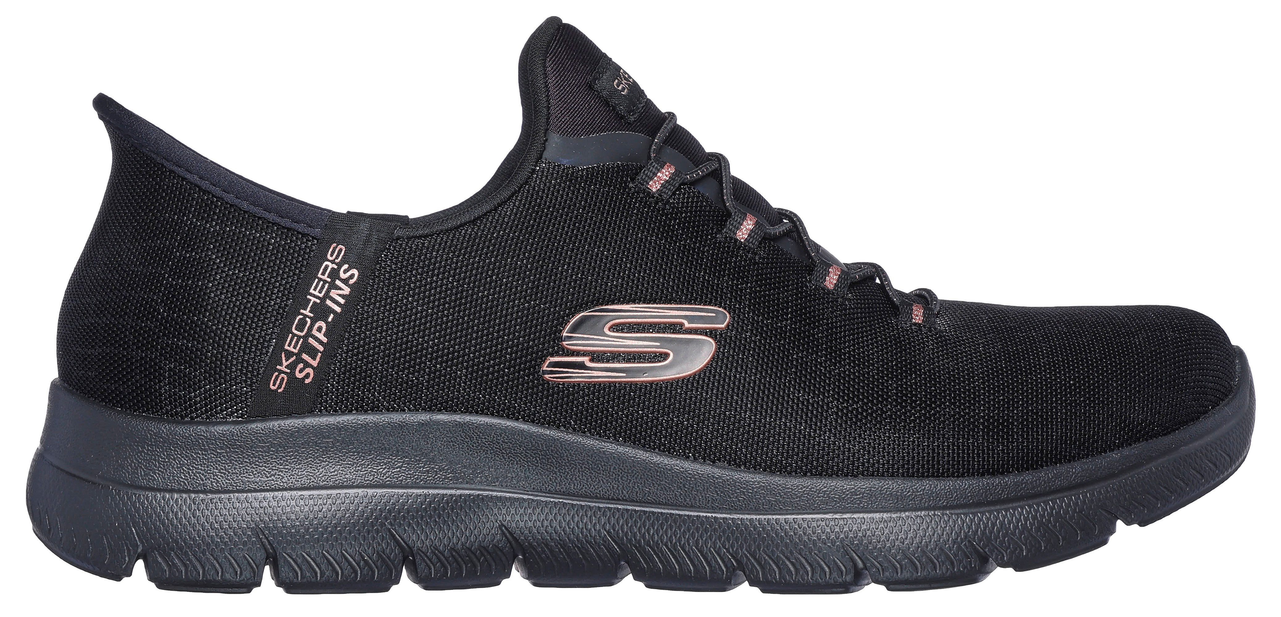 Skechers Slip-on sneakers SUMMITS-CLASSY NIGHT Slippers, vrijetijdsschoen met comfortabele hielkussenfunctie