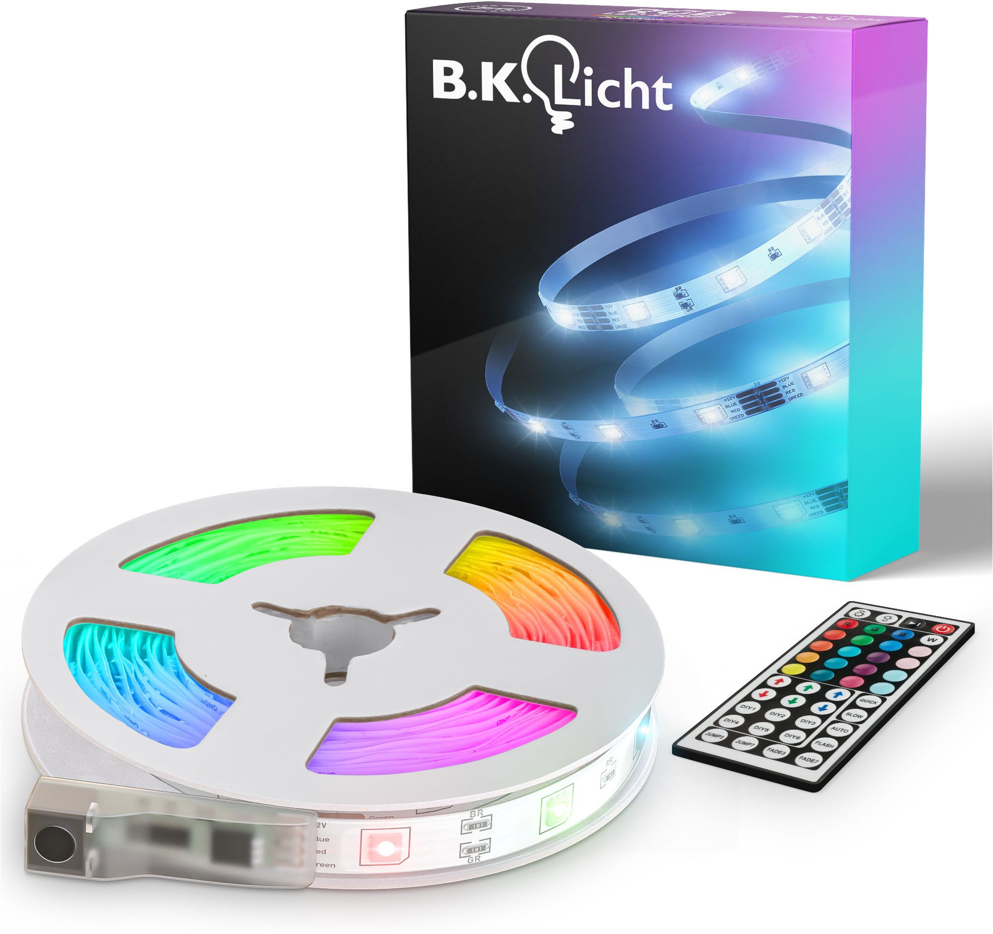 B.K.Licht Led-strip USB LED strip, 5 m, met kleurverandering Lichtstrip, met afstandsbediening, zelfklevend (1 stuk)