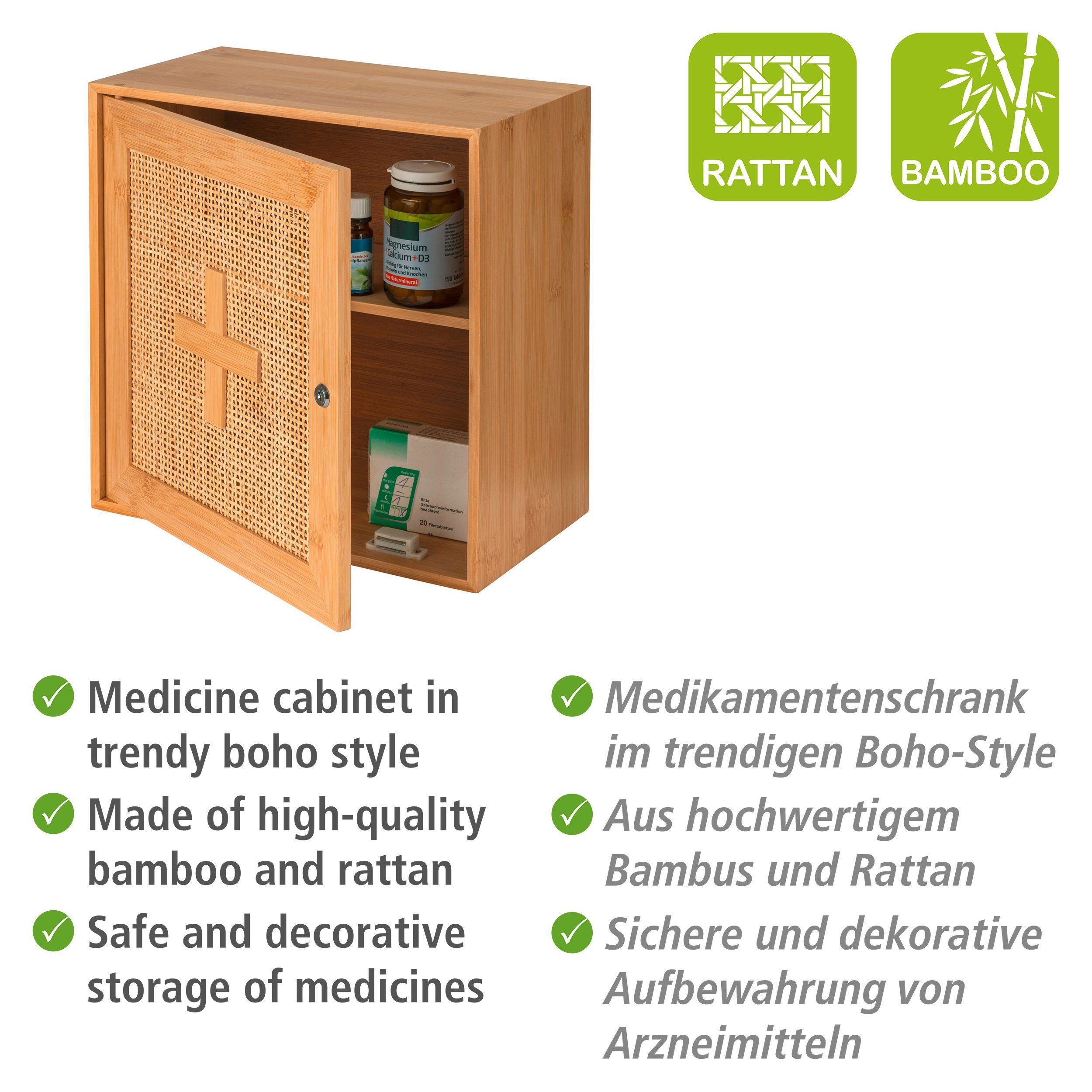 WENKO Medicijnkastje Allegre van bamboe en rotan
