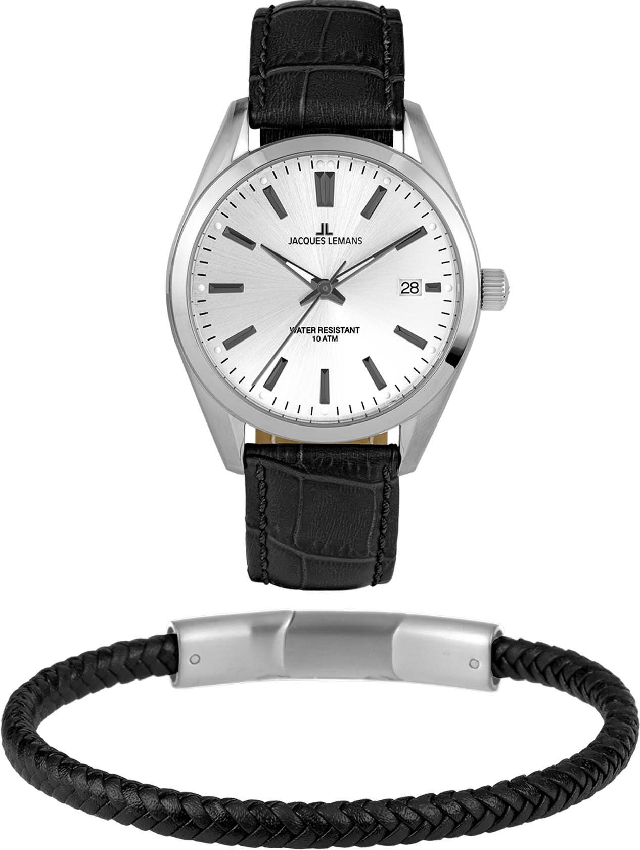 Jacques Lemans Kwartshorloge (set, 2-delig, Met armband)