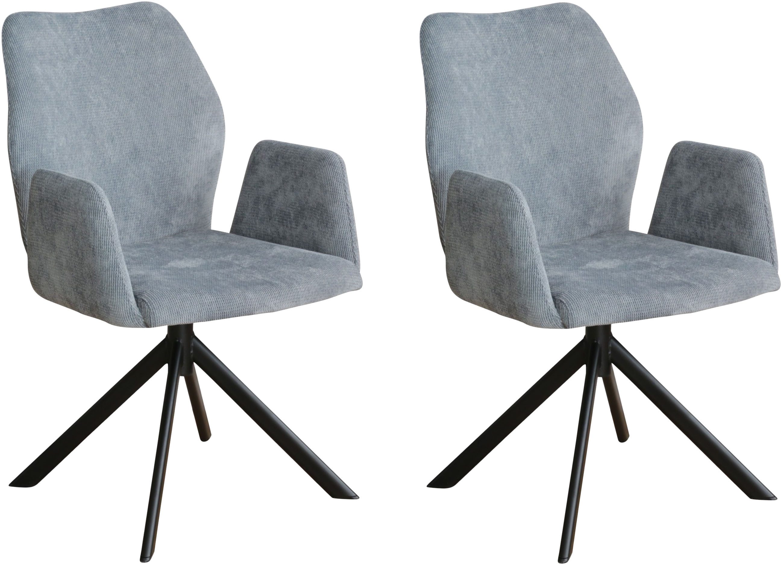 Home affaire Stoel met armleuningen Hacienda moderne cordbekleding (set) 4 poot stoelen blauw
