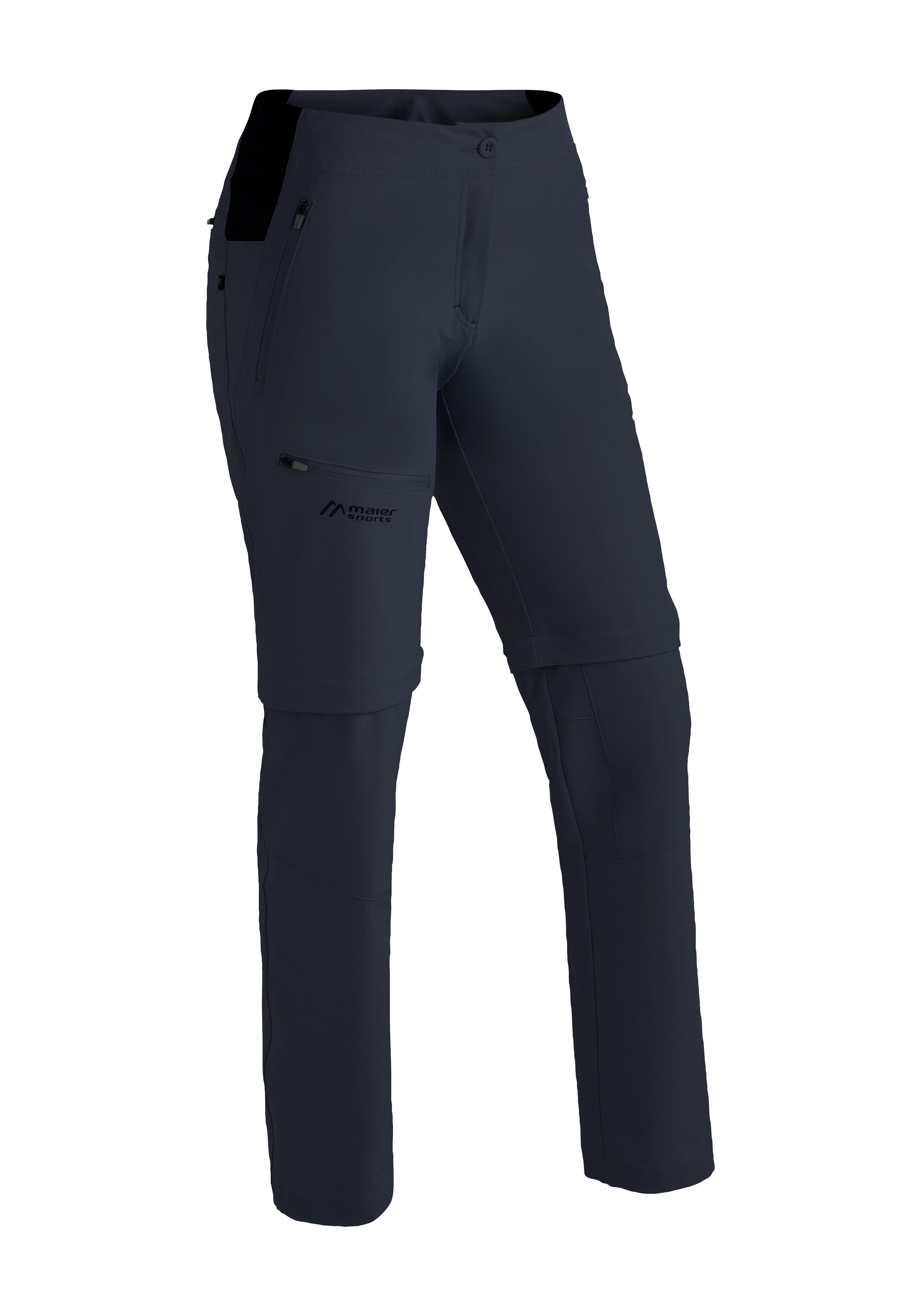 Maier Sports Outdoorbroek Latit Zip Vario Dames zipp-off wandelbroek, elastische functionele broek, 4 zakken met rits dames broeken maat 34 blauw