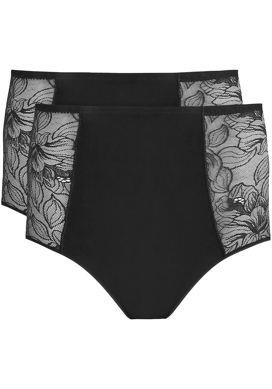 Nina Von C. High-waist-slip COTTON SHAPE met zij-inzetten van kant-tule (2 stuks Set van 2)