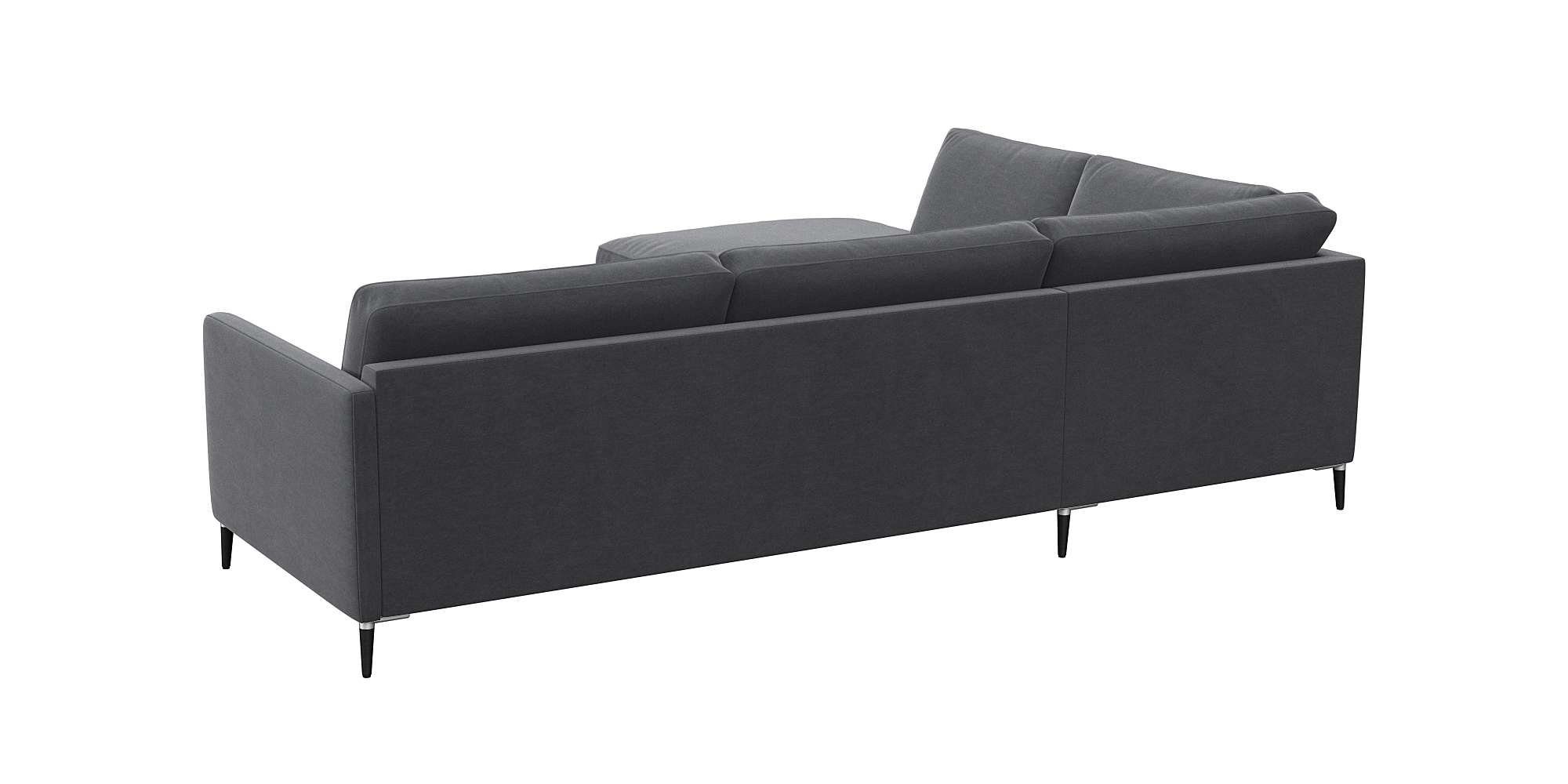 FLEXLUX Hoekbank Fiore, L-vorm smalle armleuningen, koudschuim, poten aluminium + zwart