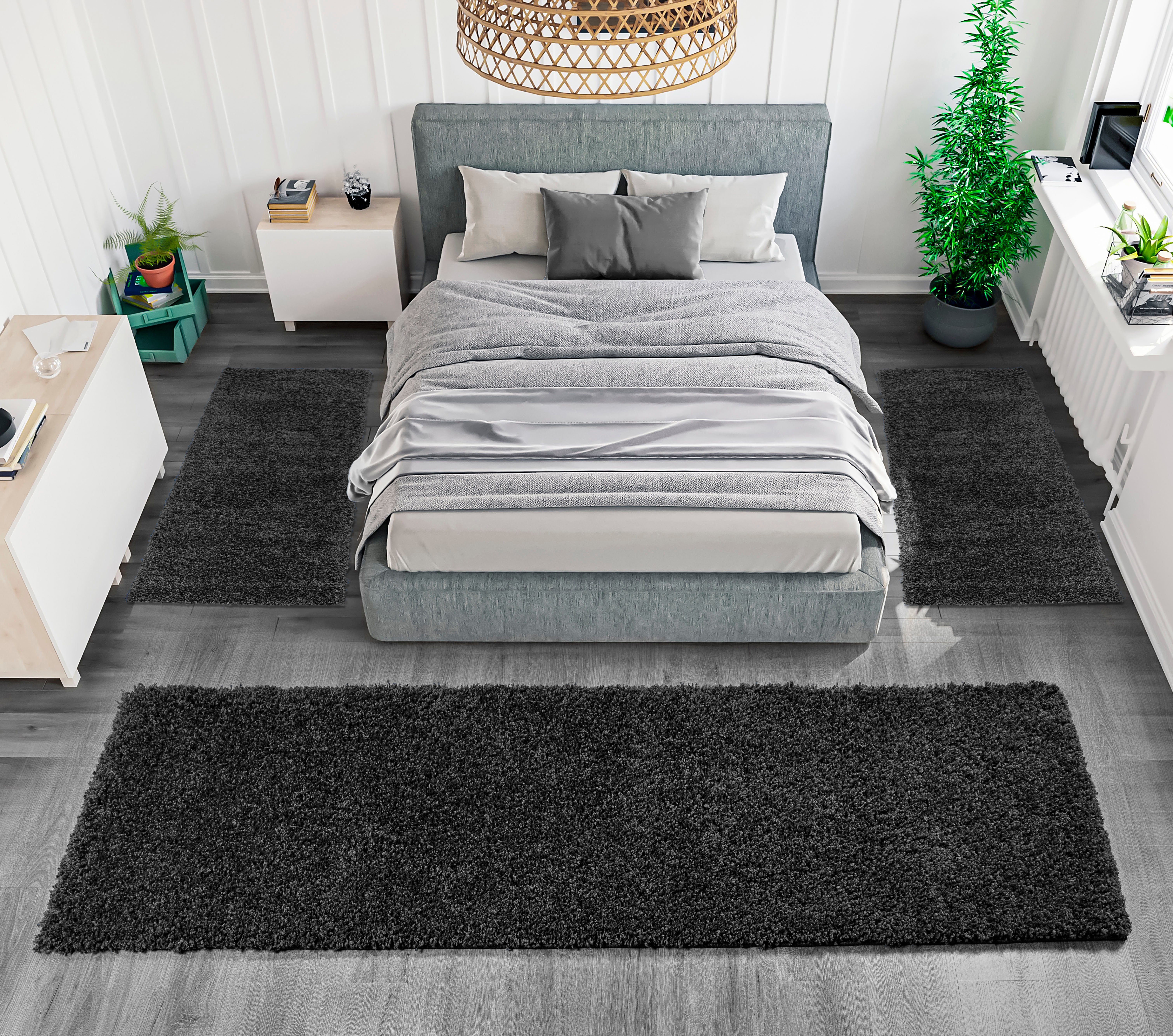 Bruno Banani Set slaapkamerkleedjes Shaggy Soft geweven, unikleuren, bijzonder zacht, slaapkamerkleed, loperset