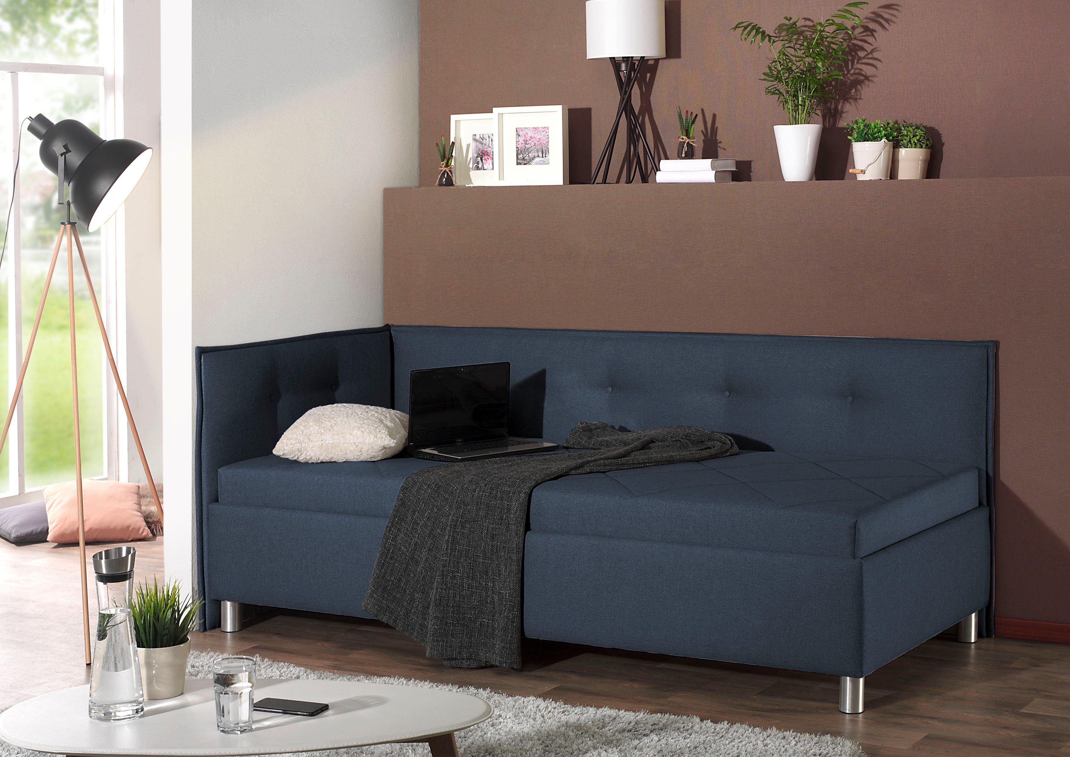 Maintal Bed met zij- en achterdeel blauw, slaapbanken, Breedte ligoppervlak: 100 cm, Lengte ligoppervlak: 200 cm