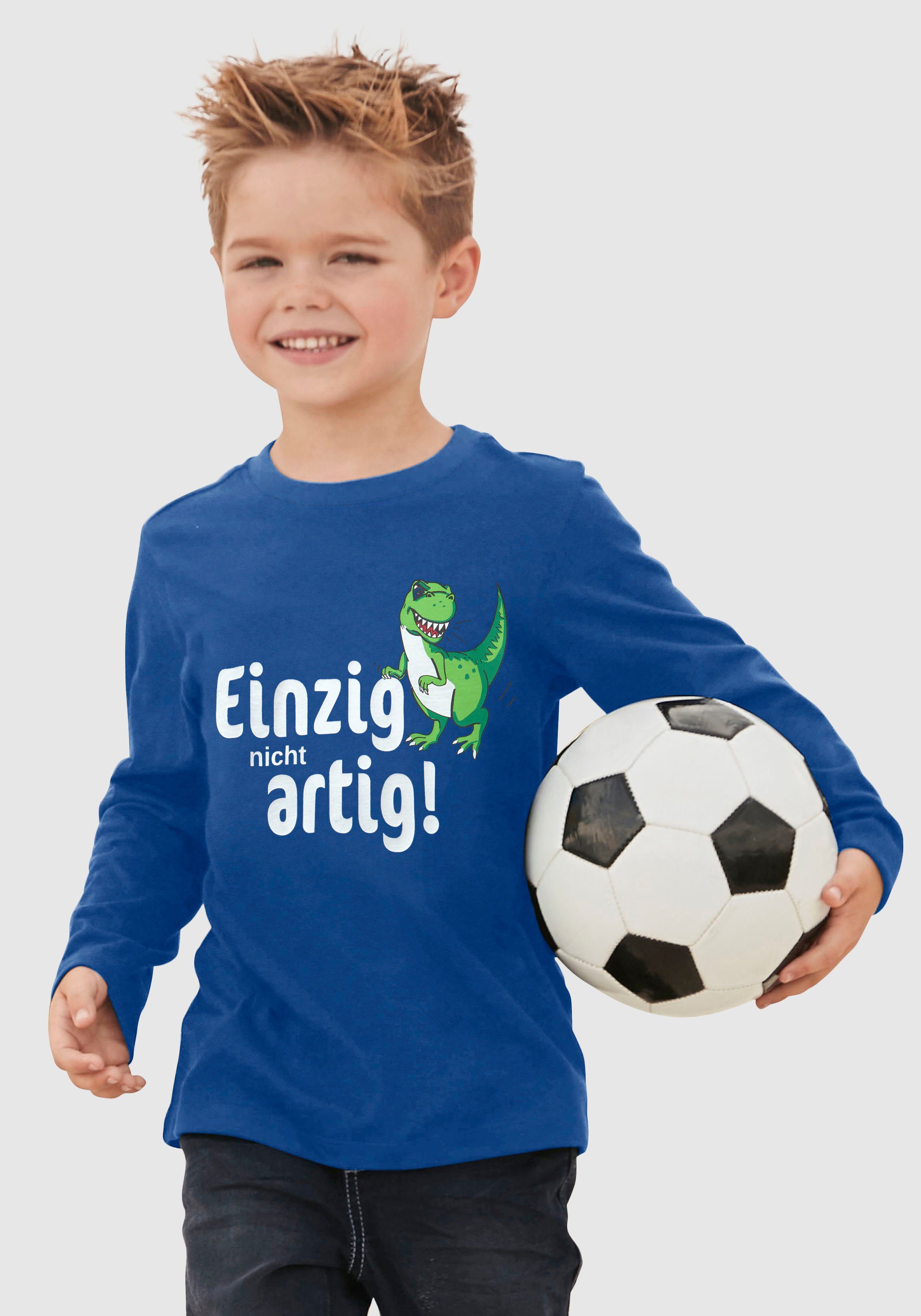 KIDSWORLD Shirt met lange mouwen EINZIG NICHT ARTG! Lange mouwen, basic pasvorm, bedrukt, ronde...