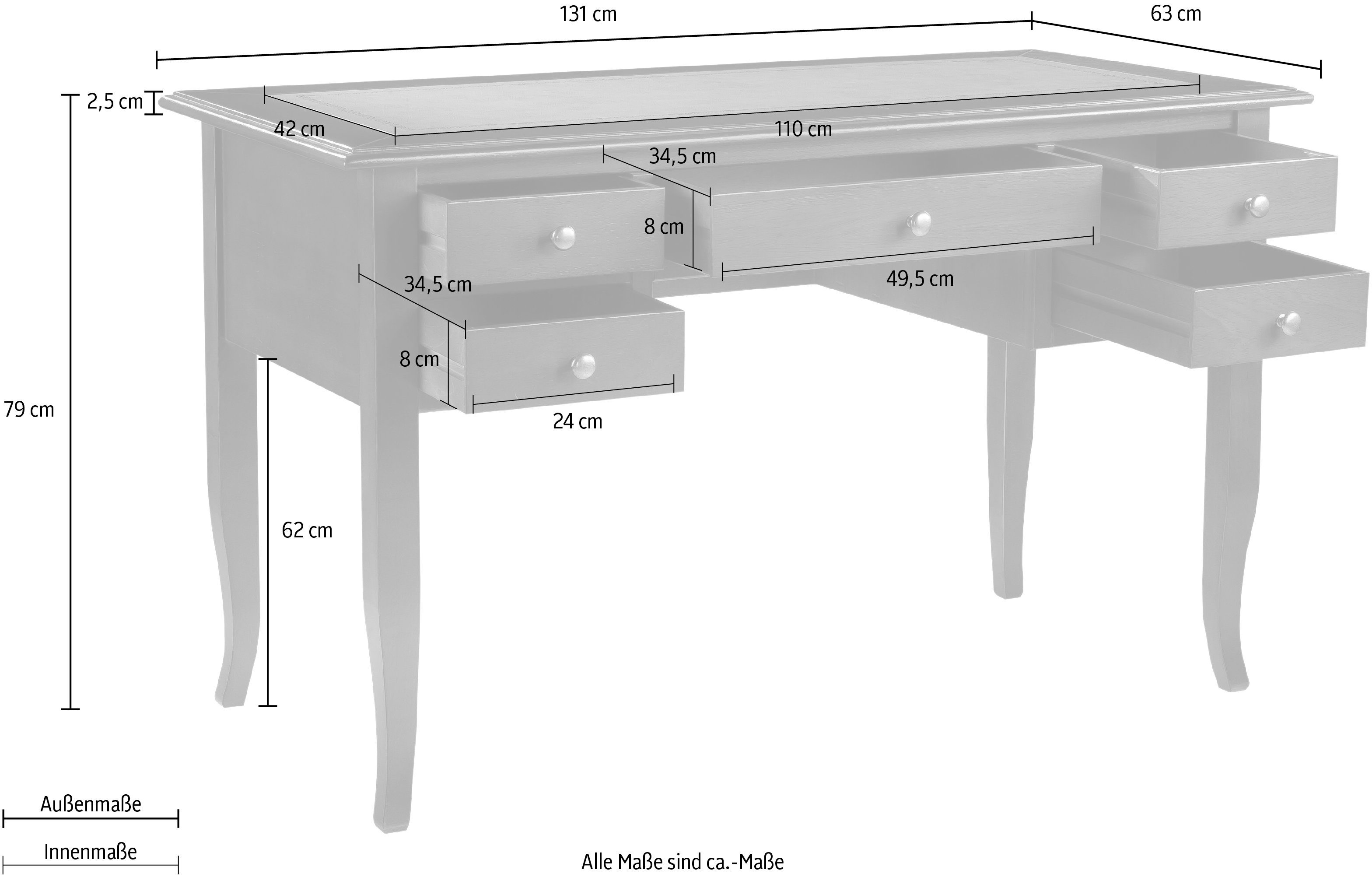 Home affaire Bureau Conte Breedte 131 cm