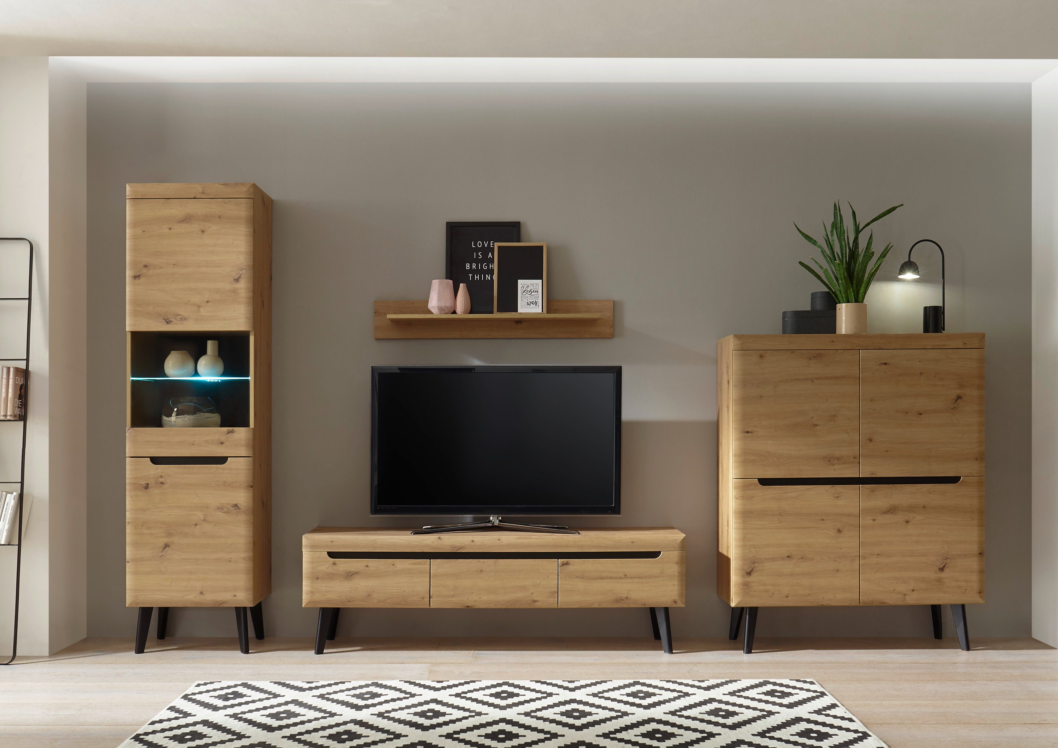 INOSIGN Vitrinekast Torge, hoge kast, glazen vitrine, staande vitrine, vitrinekast in drie verschillende kleuren beschikbaar, glazen deur & -bodem, 53 cm breed (1 stuk)