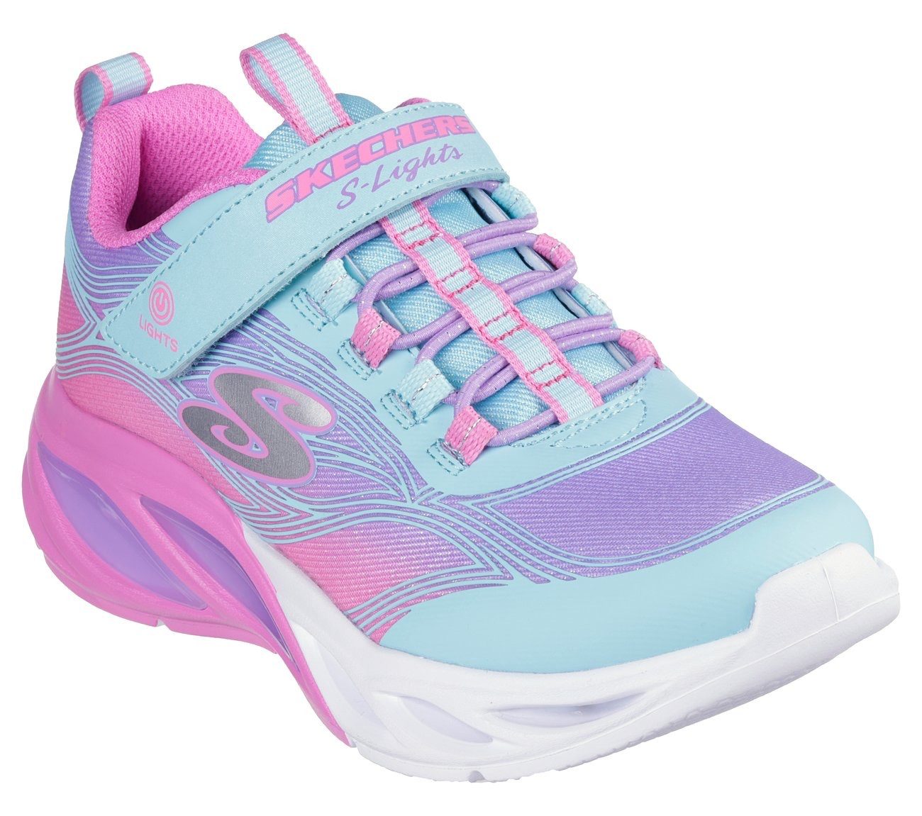 Skechers Sneakers COSMIC GLOW LIGHTS blink-klittenbandschoen met glitters, maat sjabloon te downloaden