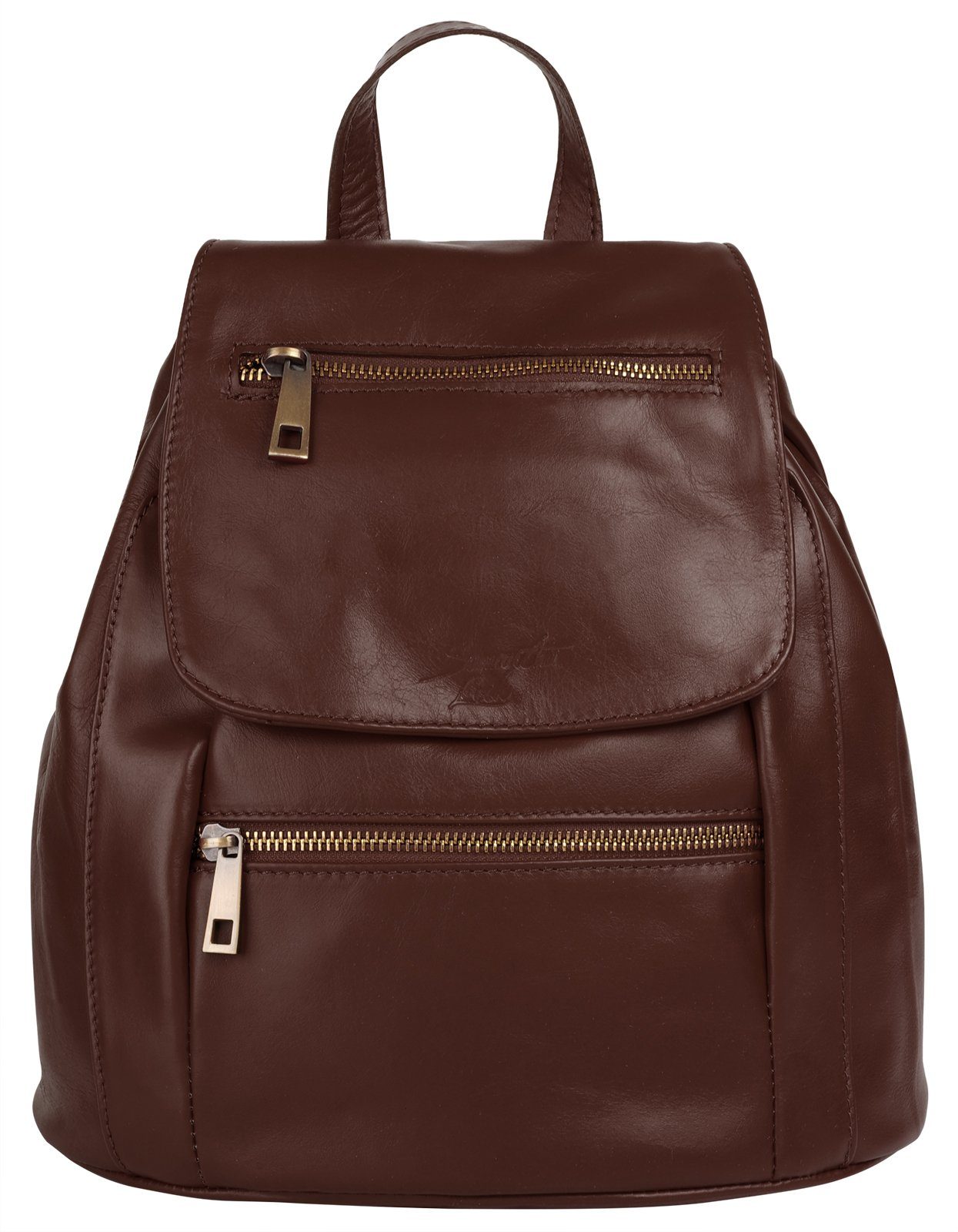 Samantha Look Rugzak echt leer, made in italy dames rugzakken maat 40 cm x 30 cm bruin