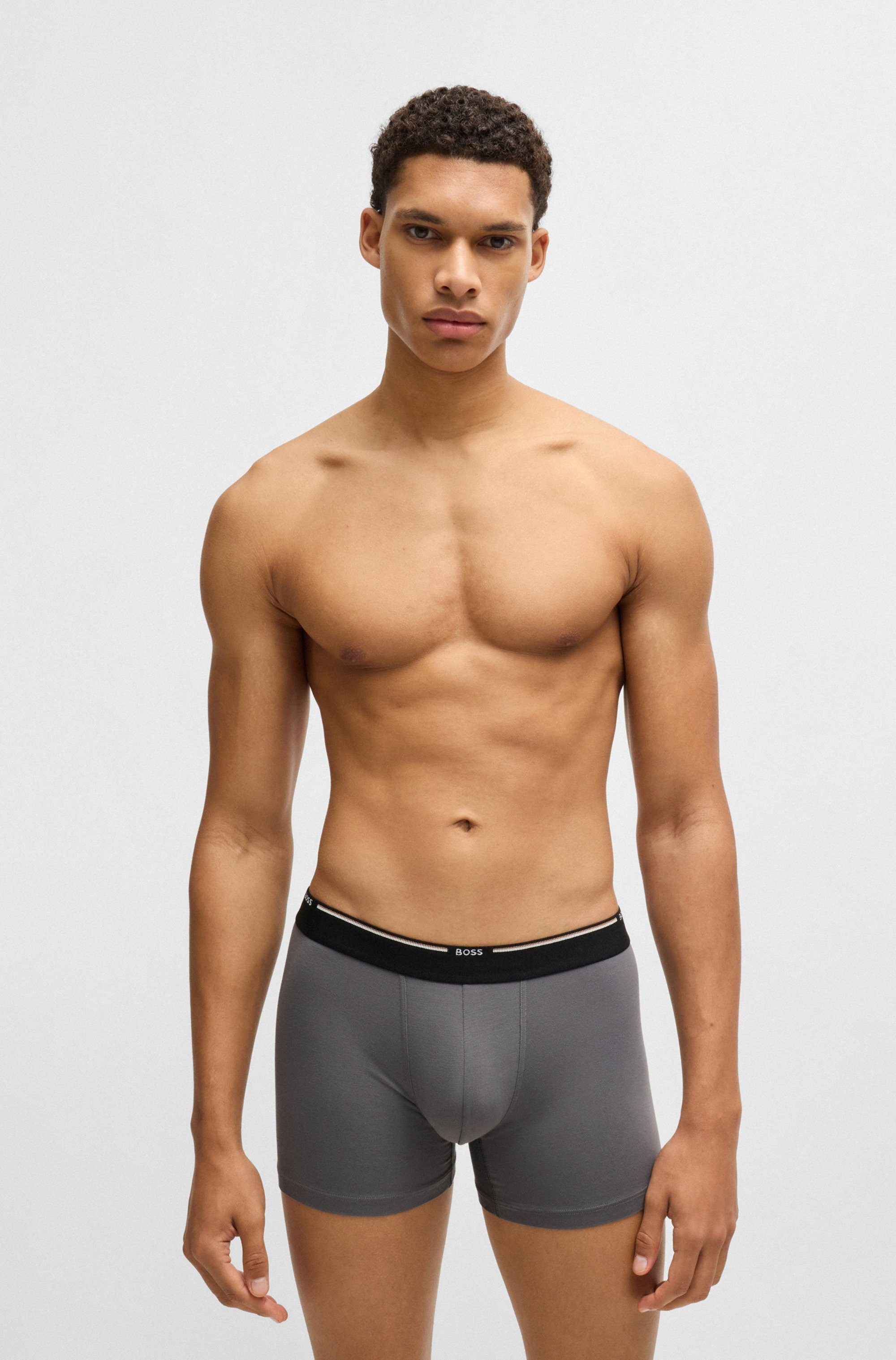 BOSS Boxershort BoxerBr 3P Natura met logo-opschrift op de band (set, 3 stuks)