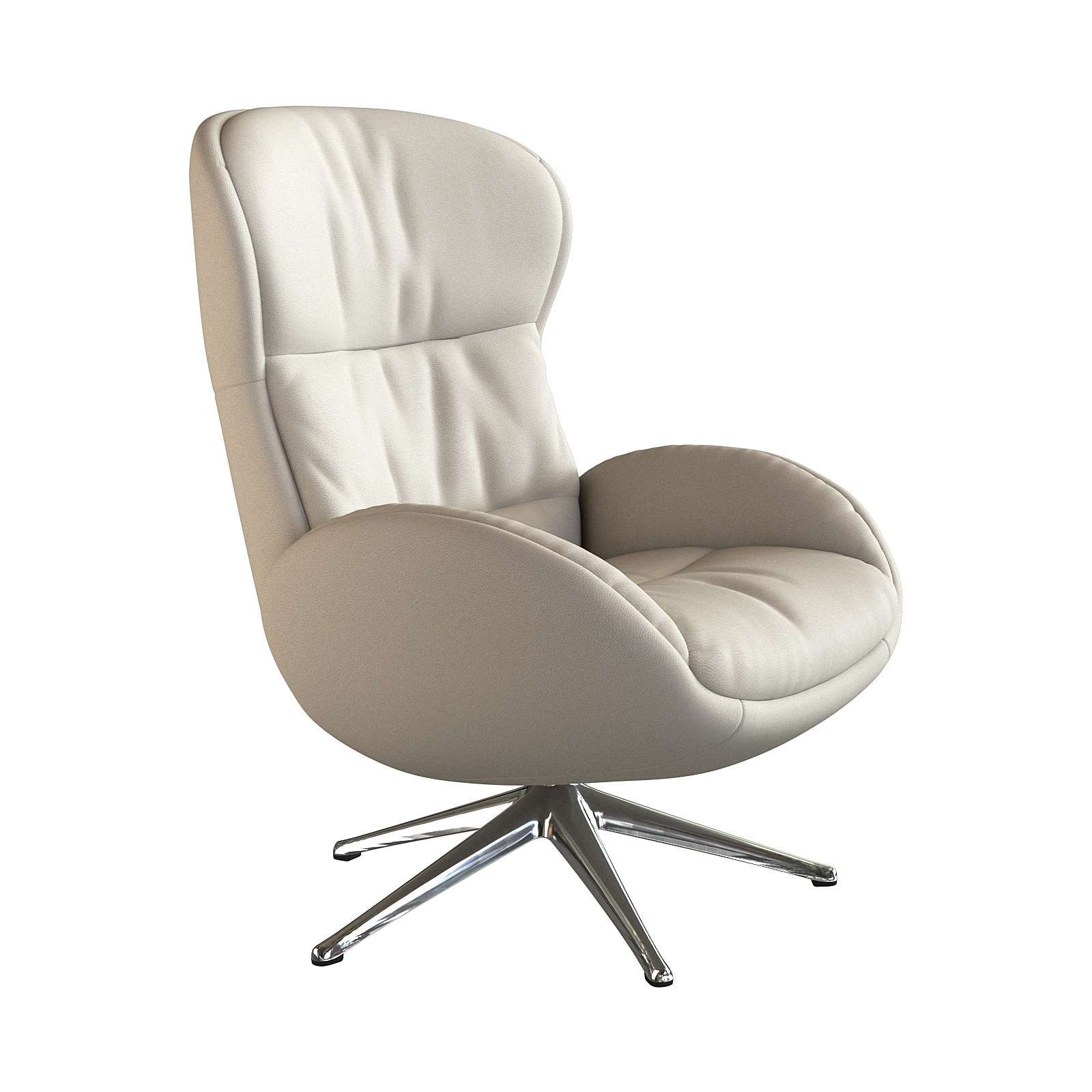 FLEXLUX Relaxfauteuil Haze, TV-stoel, fauteuil, stoffeerstoel Rugdeelverstelling, draaibaar, voet van aluminium tv-fauteuils wit