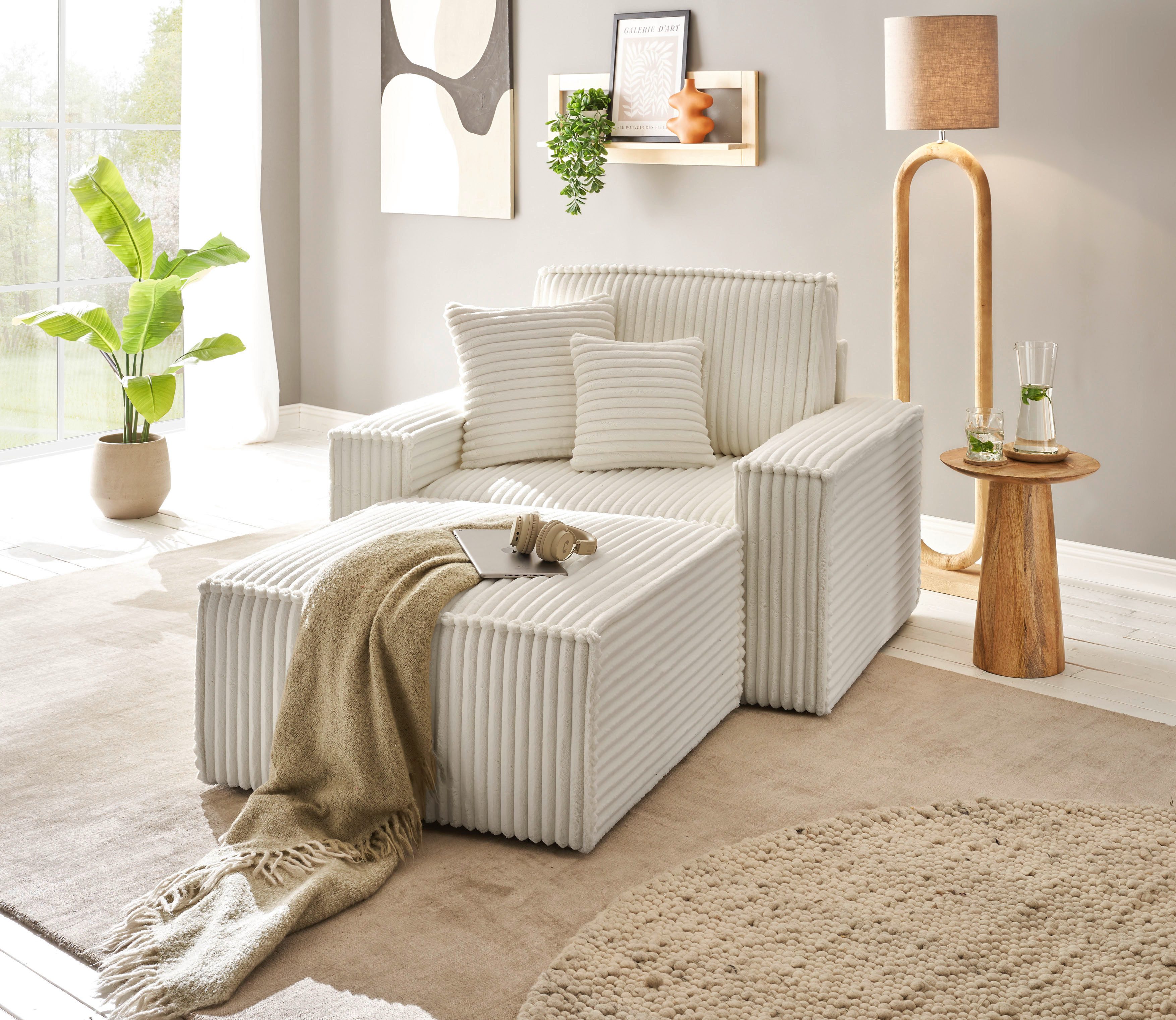 andas Loveseat Finnley Loveseat en hocker als set, passend bij de bekleding-serie Finnley (2-delig)