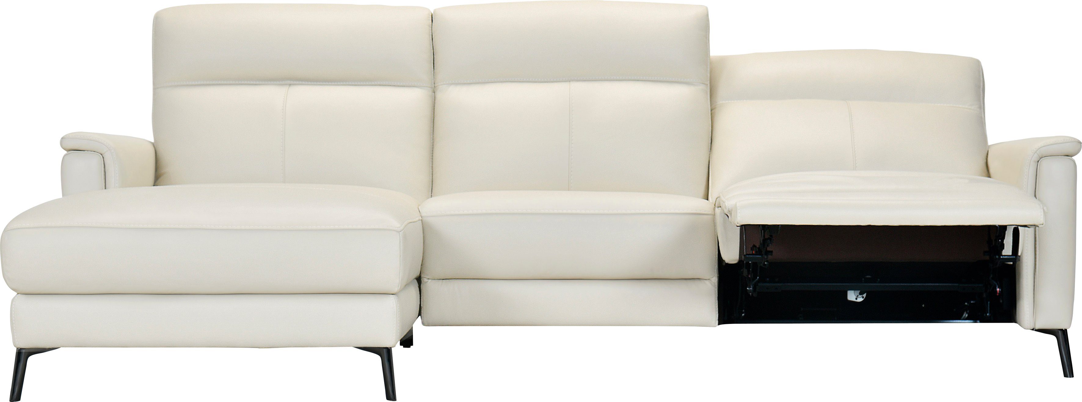 Places of Style Hoekbank Barano, L-model, 260 cm, van leer en weefstof,