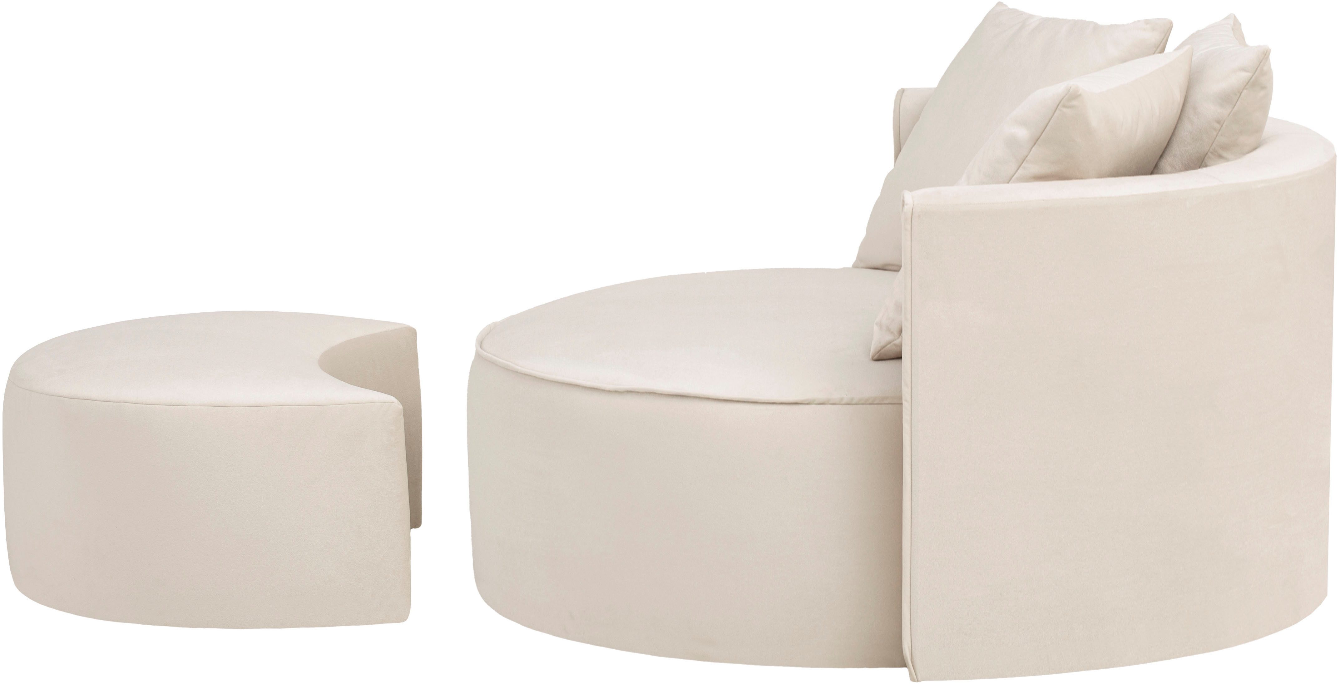 LeGer Home by Lena Gercke XXL-fauteuil Isalie, ronde stoel met voetensteun, leesstoel, loveseat, grote stoel (set)