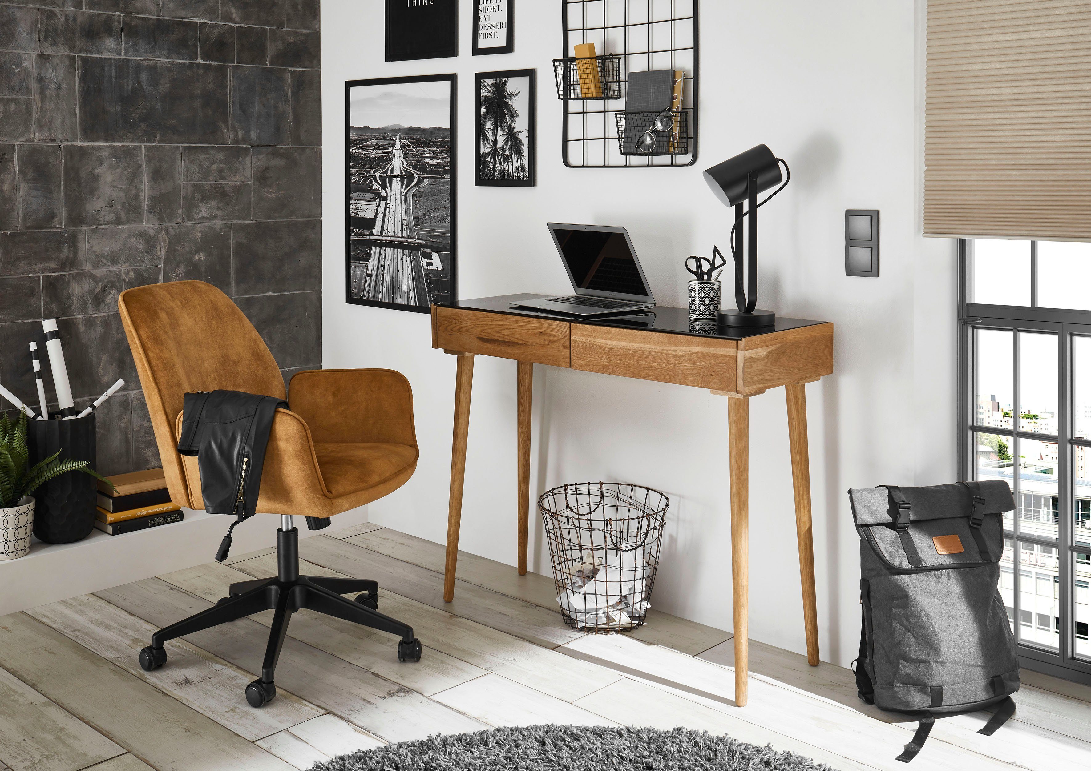 MCA furniture Bureaustoel O-Ottawa Fluweel, bureaustoel met traploos instelbare comfortabele zithoogte