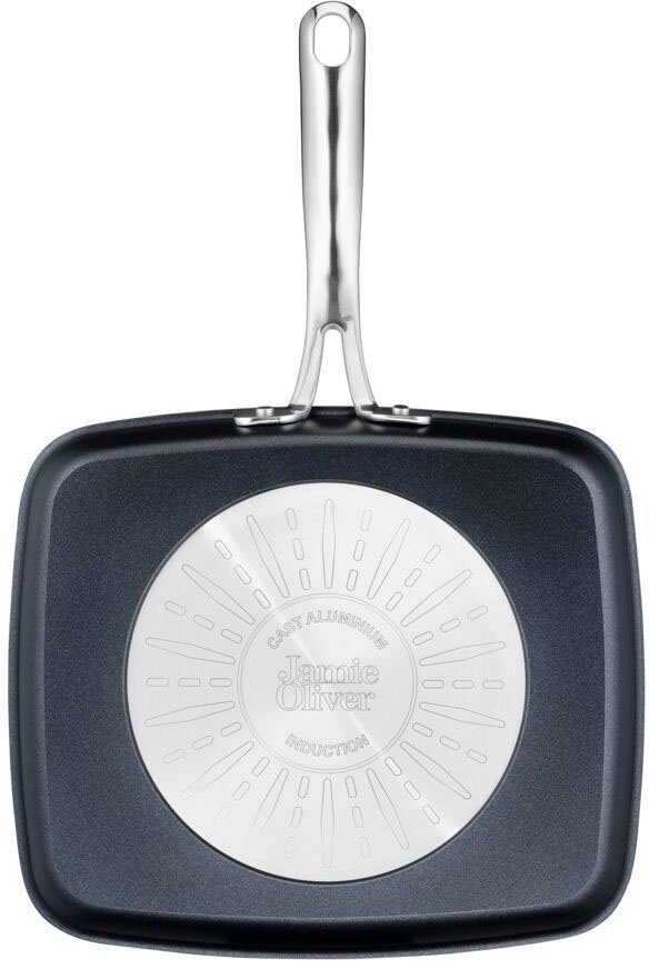 Tefal Grillpan Jamie Oliver Cooks Classic Thermo-signaal, voor alle kooksoorten incl. inductie, 23x27 cm (1-delig)