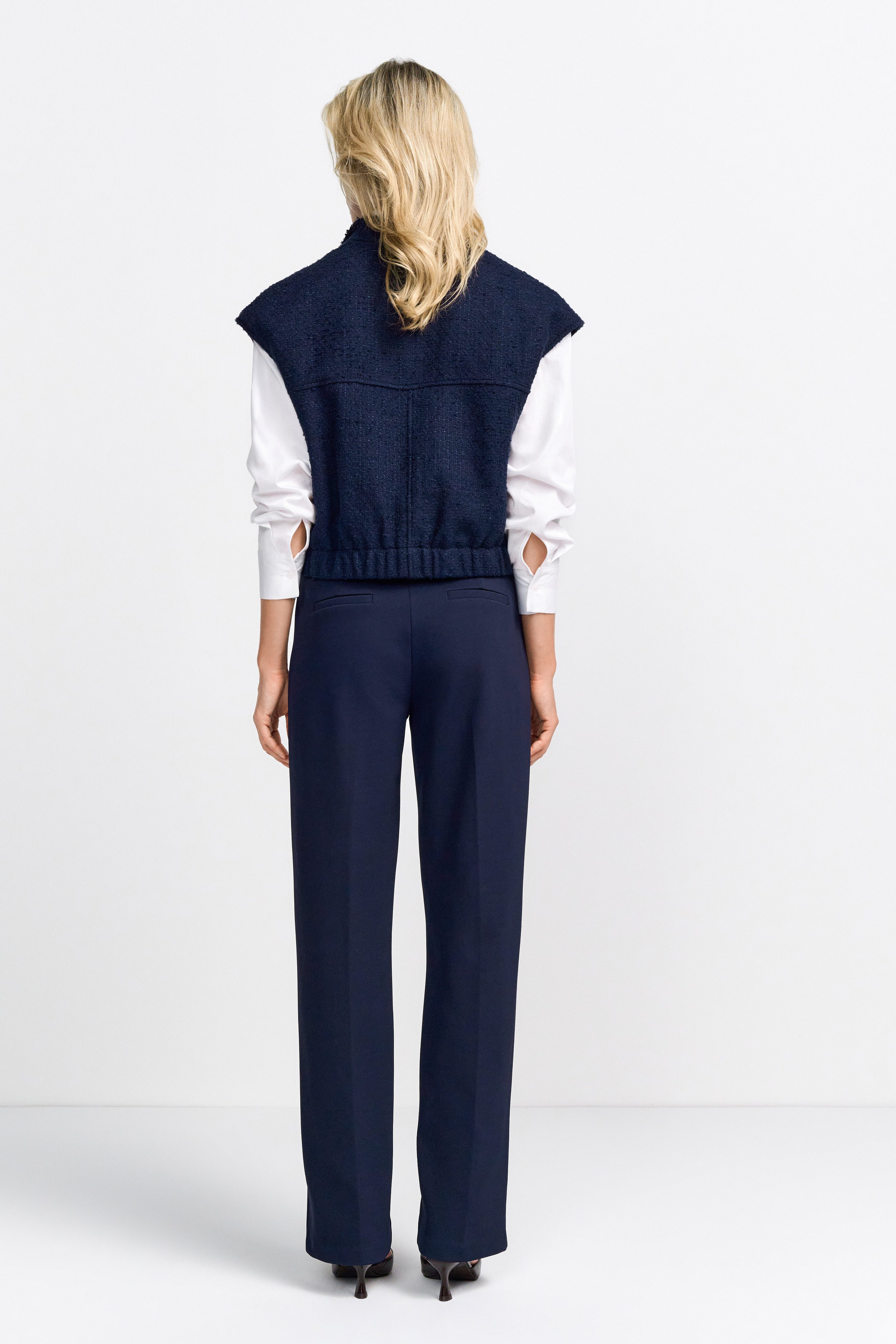 Rich & Royal Pantalon met vouw Nep-leistentassen achter, met elastische band